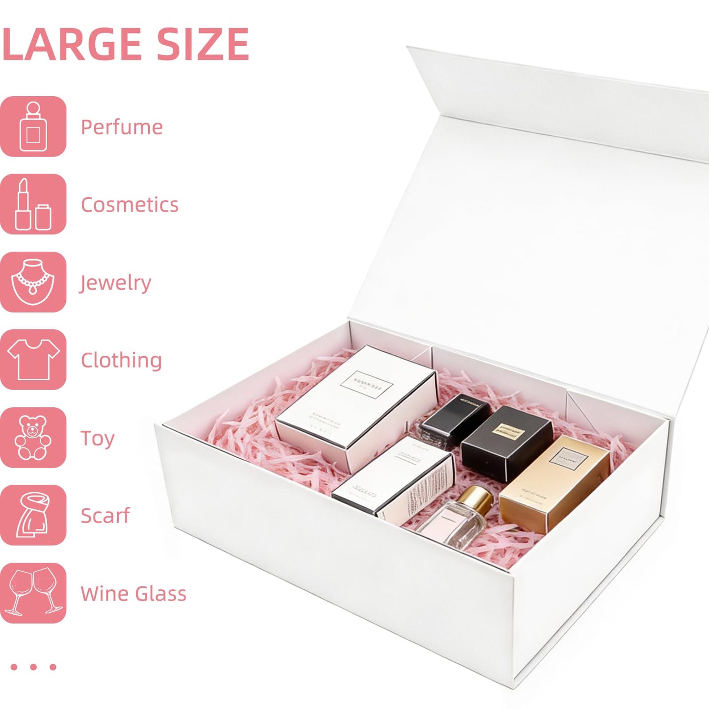 batifine Gift Box, 13x9x3.7 Inch Gift Boxes with Lids for Presents, Magnetic Large Gift Box Bridesmaid Proposal Graduation Birthday Wedding Storage White Boxes (1 Pack)