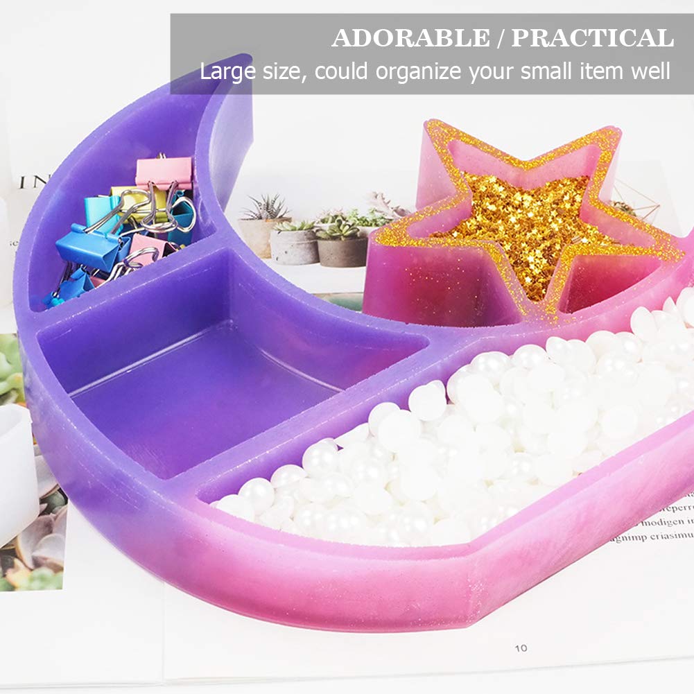 Moon Star Shelf Mold Silicone Crescent Display Stand Tray Epoxy Casting Mould DIY Jewelry Holder Storage Rack DIY Craft Home Decor