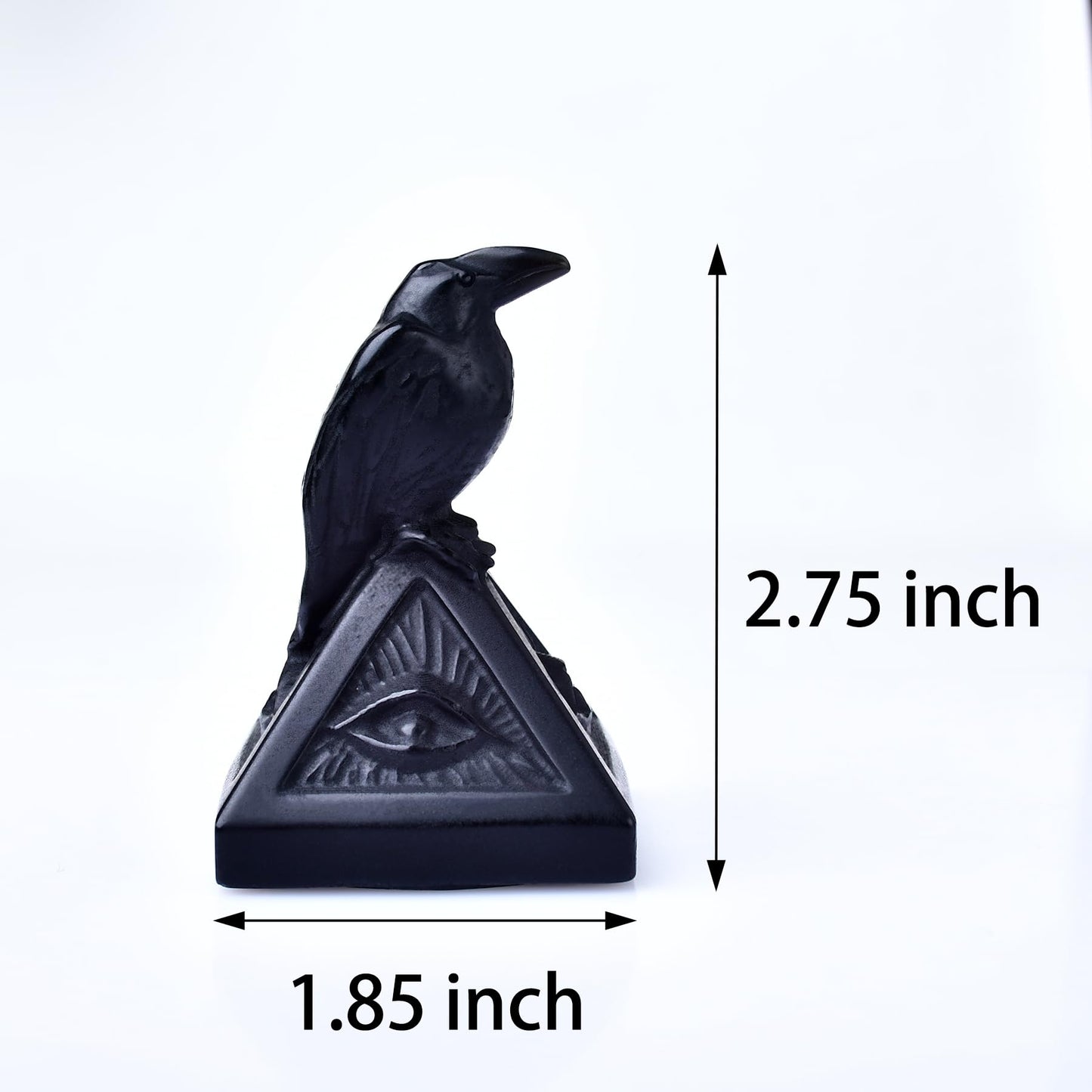 DZJXBZhu Natural Obsidian Creative Raven Figurines Halloween Skull Sculpture Statue Shelf Mantel Display Spooky Home Decorations Tiered Tray Decor Coffee Table Centerpieces Gift Collection