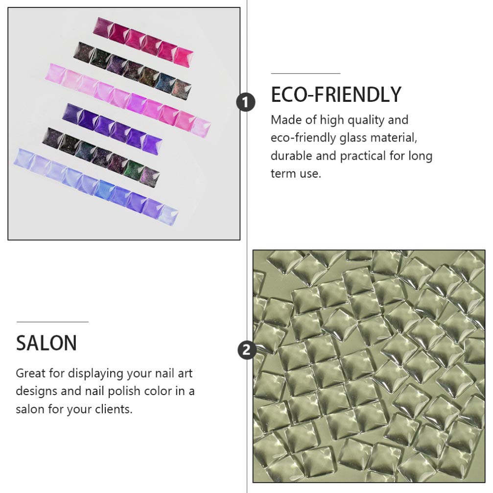 Beaupretty 100Pcs Clear Glass Nail Color Display Beads Double-Sided Nail Art Chart for Salon Manicure Tool Easy Color Selection
