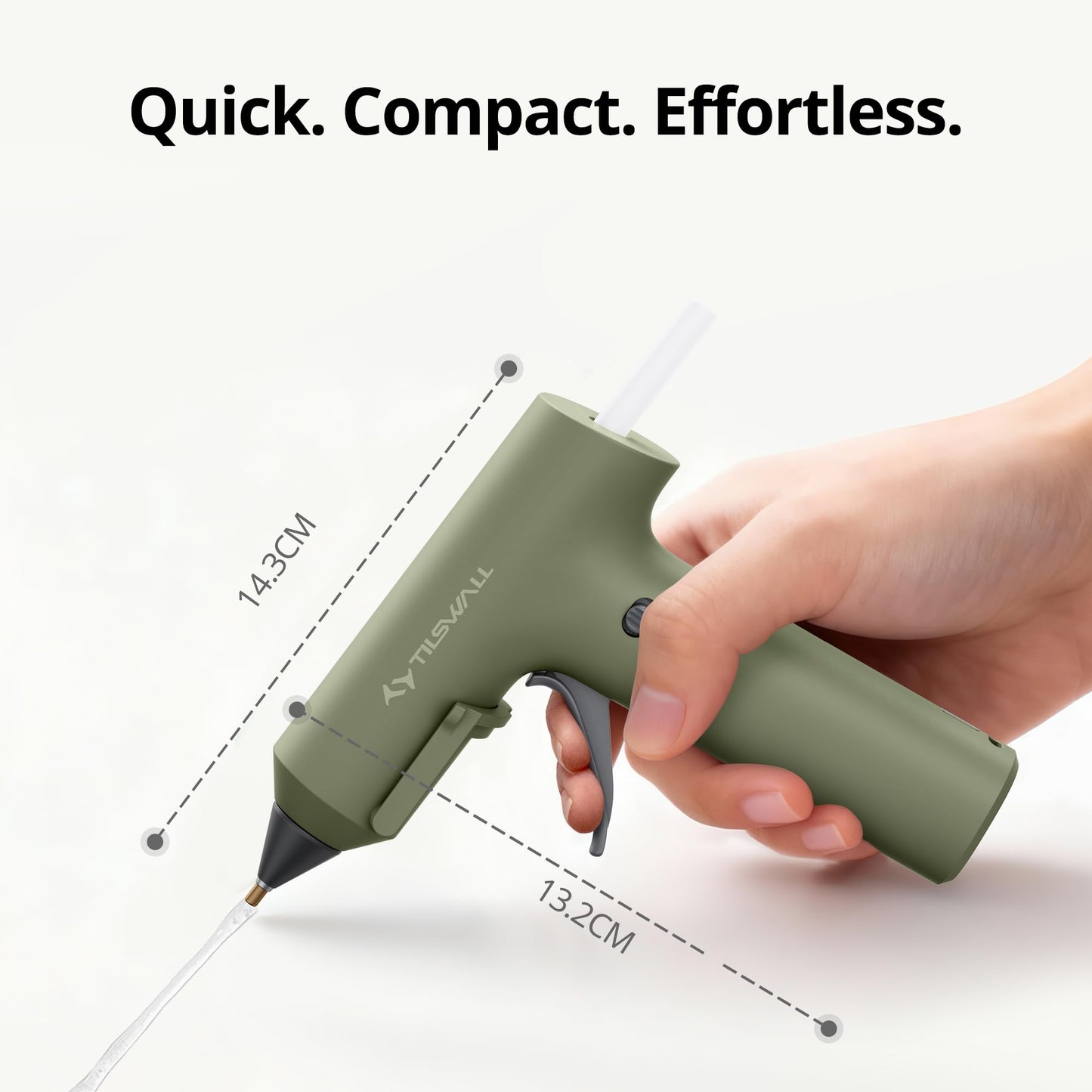 Tilswall Cordless Hot Glue Gun, Fast Preheating, Glue Gun and Sticks Set with 2Ah USB-C Rechargeable, 20 Premium Glue Sticks, High Temp Compact Size Ideal for Crafts, DIY Making, Repairs Olive Green