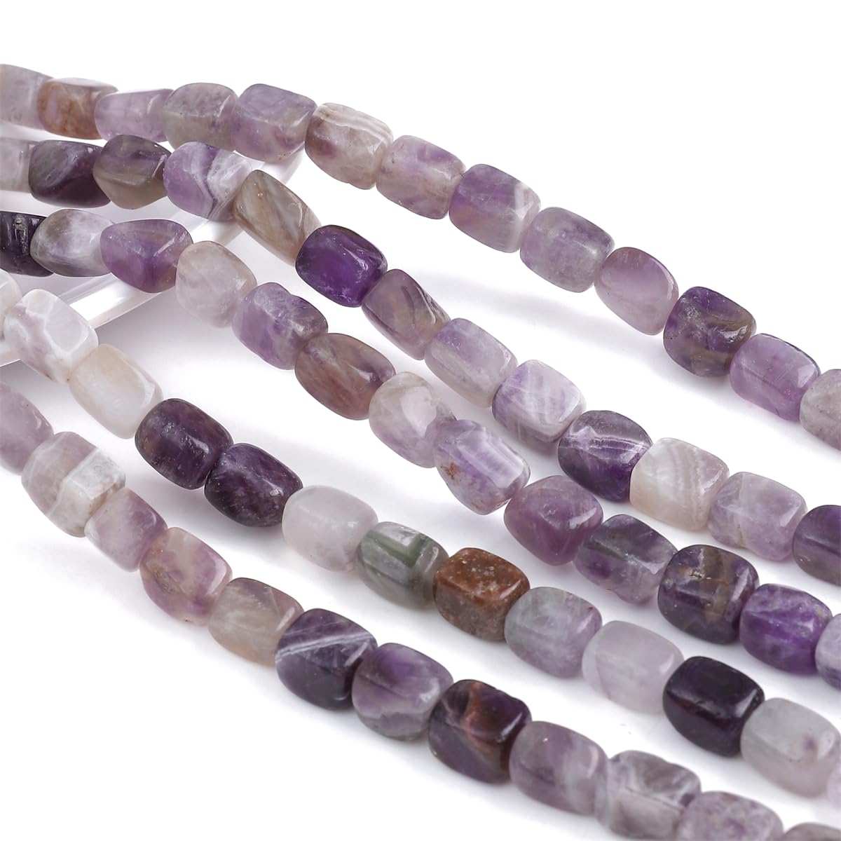 BEADIA Natural Amethyst Cuboid Stone Loose Semi Gemstone Beads for Jewelry Making 8mmx12mm 38cm/Strand