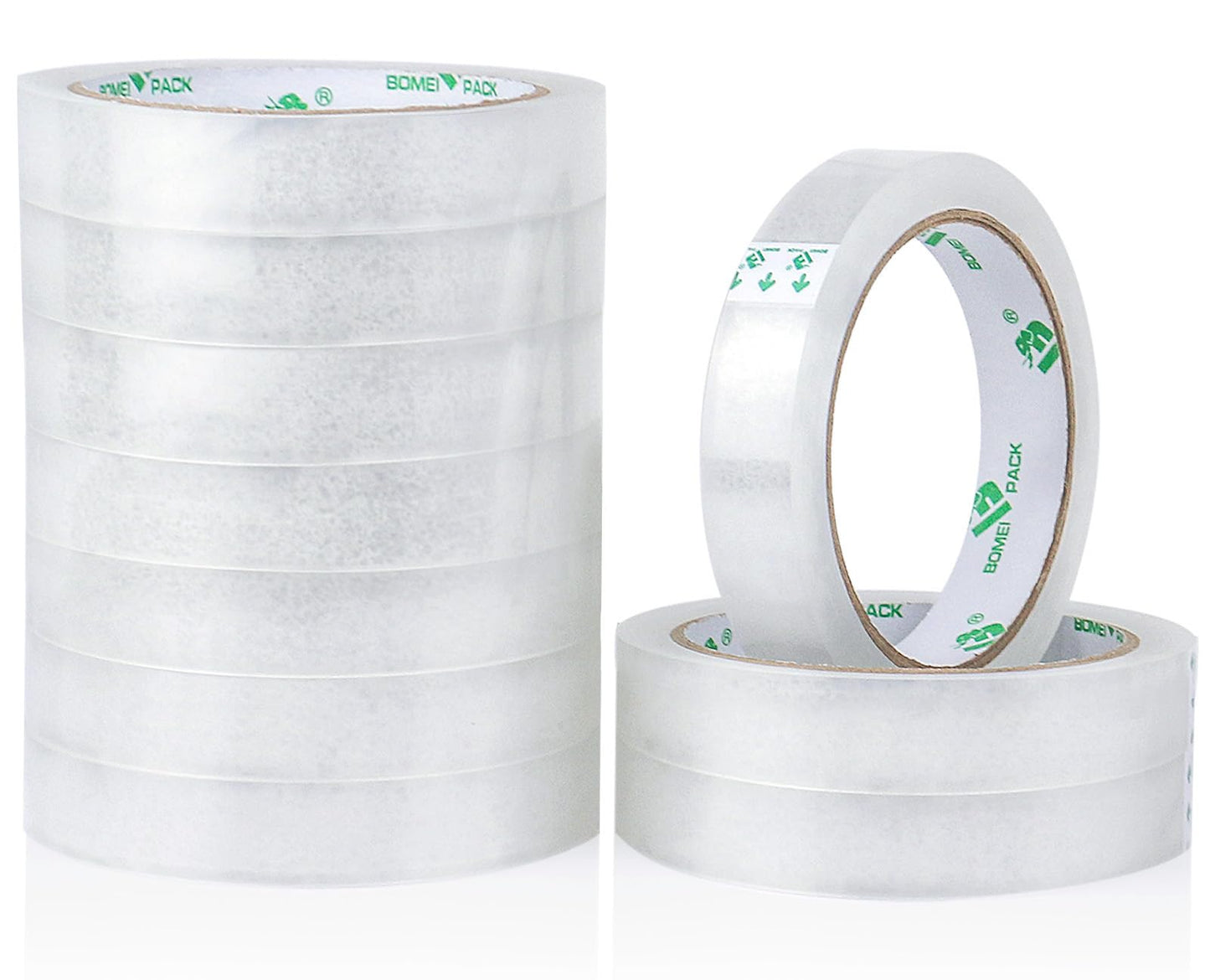 BOMEI PACK 10Rolls Clear Tape Refills for Dispenser, Transparent Gift Wrap Tape 3 Core Tape for Home, School and Office, 3/4inch x 50yds