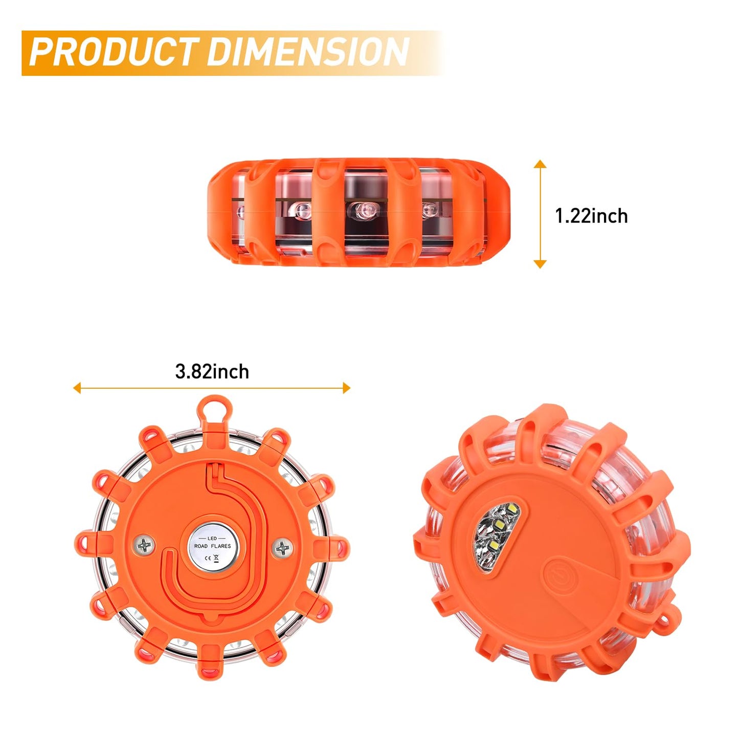 Nilight LED Road Flares Emergency Lights 3 Pack,9 Flash Models Roadside Emergency Lights for Vehicles with Magnetic Base & Hook,Premium Storage Bag(Batteries Not Included)