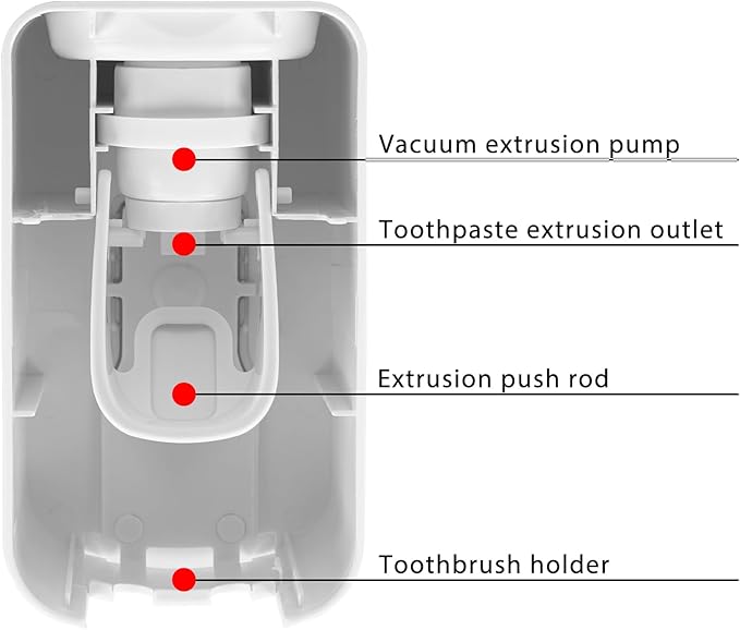 2 Slot Plastic Toothbrush Holder and Toothpaste Dispenser Wall Mounted, Automatic Toothpaste Squeezer, 2 in 1 Tooth Brush Toothpaste Organizer for Shower (Black)
