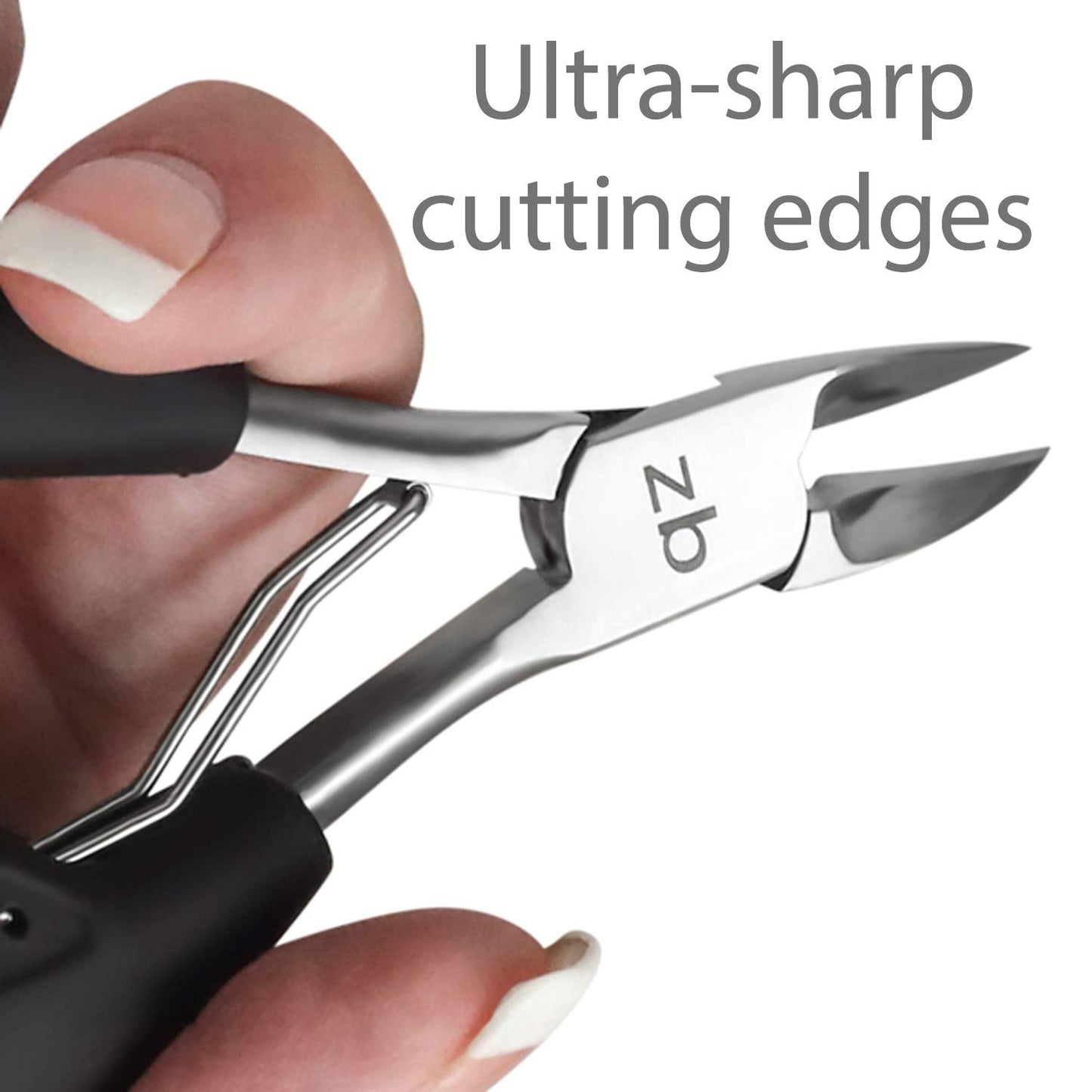 Zizzili Basics Toenail Clippers for Thick or Ingrown Nails – Large Easy-Grip Handle - Heavy Duty, Sharp Stainless Steel Nippers for Seniors & Home Pedicure Care