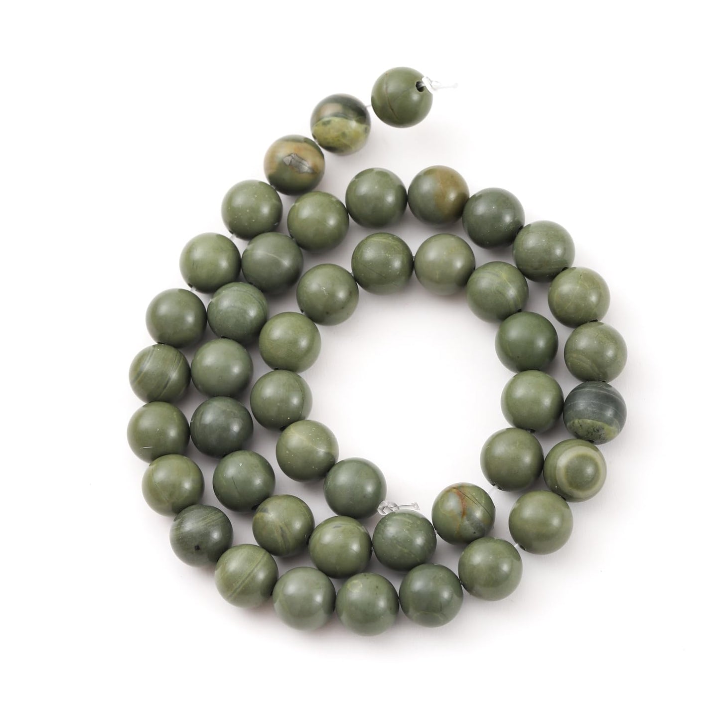 10mm 38pcs DIY Natural Green Tea Stone Beads Round Healing Crystal Gemstone Loose Beads for Jewelry Making Handmade Bracelet Necklace