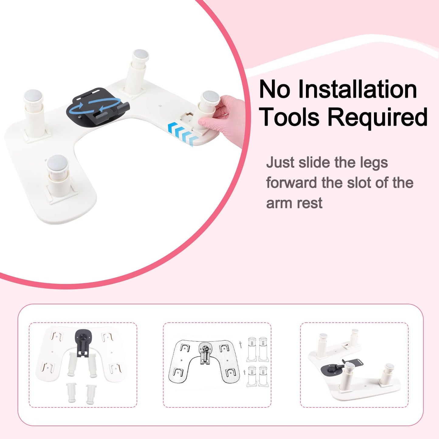Arm Rest for Nails Tech with Nail Table Mat and Phone Holder,Adjustable Base U-shaped Manicure Nail Hand Rest Stand Pillow Cushion(Pink)