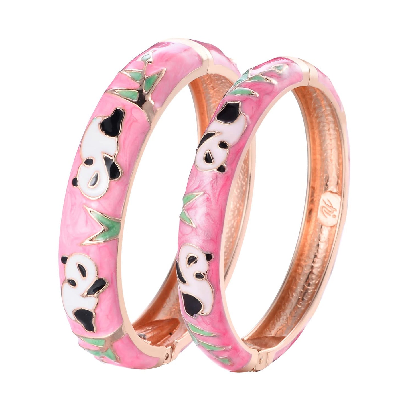 UJOY Cloisonne Bangles Gorgeous National Floral Panda Set Enameled Plated Handcrafted Bracelets Jewelry Gifts 55C43 Panda Pink