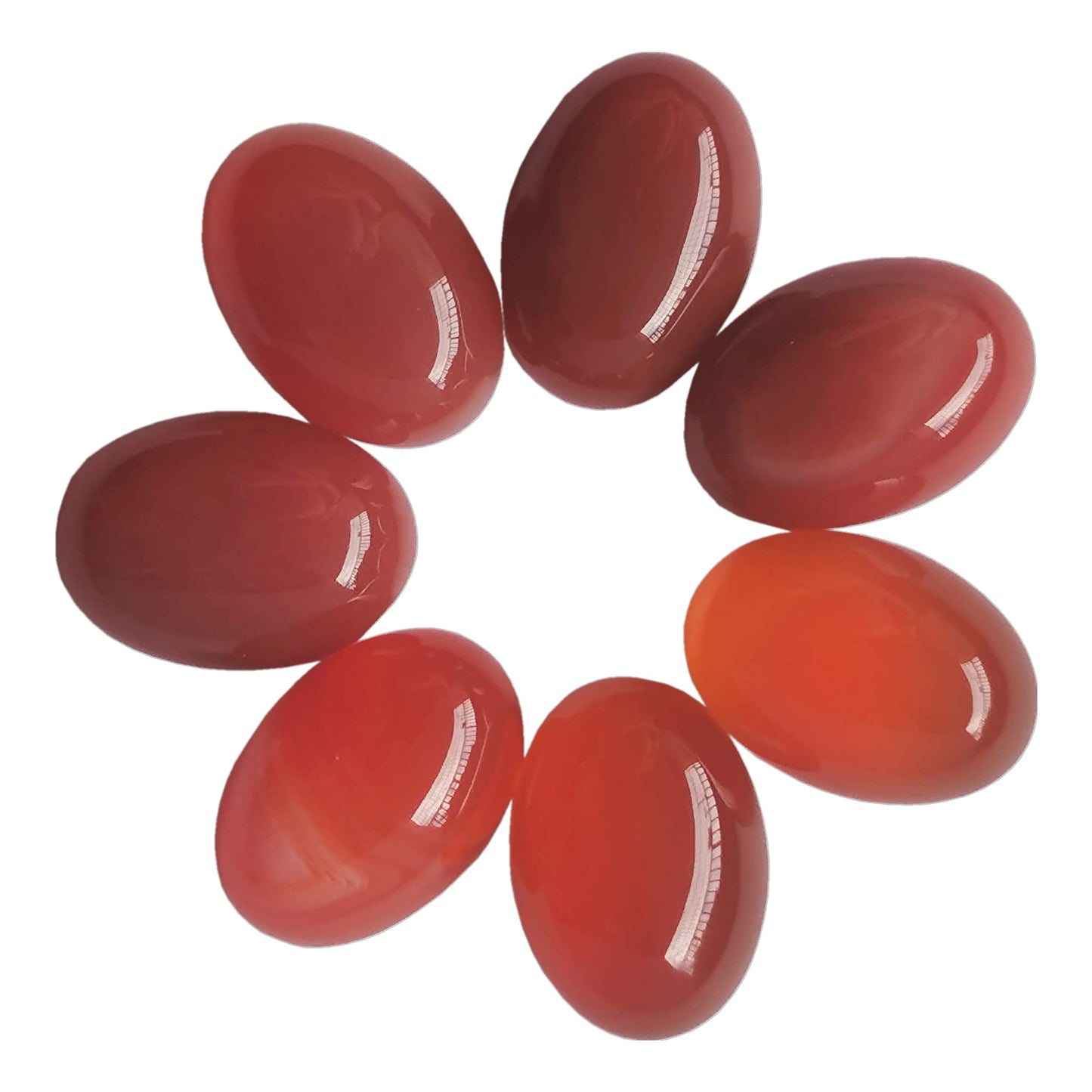 Bacatgem 7 Pcs Carnelian Oval Cabochons Flatback Crystal Stone Gemstones Beads for Jewelry Making DIY,18x13mm