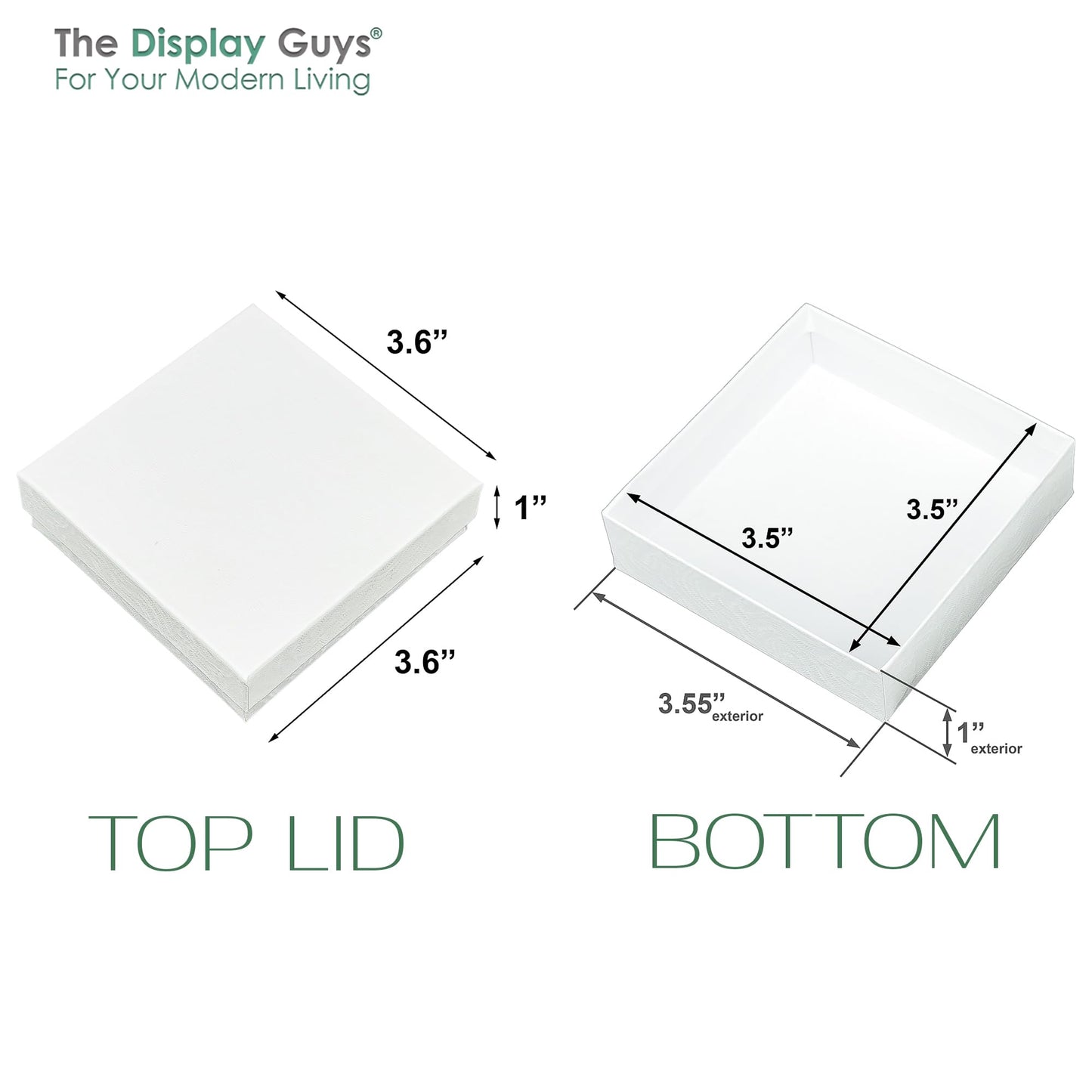 TheDisplayGuys - 25-Pack #33 Cotton Filled Cardboard Paper Jewelry Boxes Gift Case - White Swirl (3.5" x 3.5" x 1.0") - for Shipping or Storage