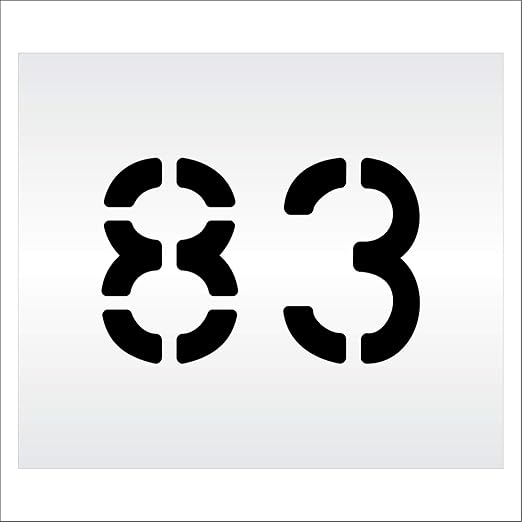 Pavement, Curb, and WheelStop Stencils - 6 inch Double Number Stencil - (83) - 6" x 9" x 1/16" (63 mil) - Light-Duty