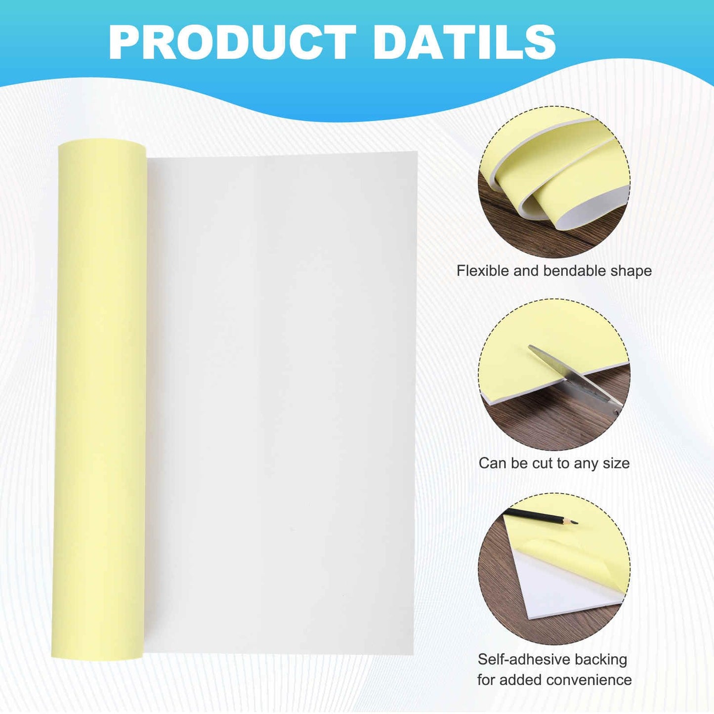 MECCANIXITY 2 Pcs White Foam Sheets, 78"x13"x 1/16" Self Adhesive EVA Foam Roll with Adhesive Backing for Crafts DIY Projects Furniture Protecting Gap Filling