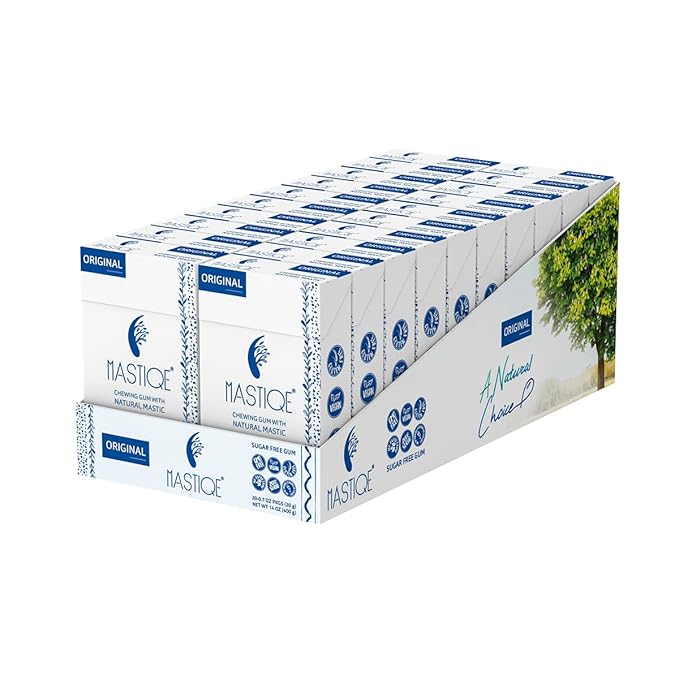 Mastiqe Sugar Free Hard Chewing Gum with Natural Mastic (Original, 20 Count)