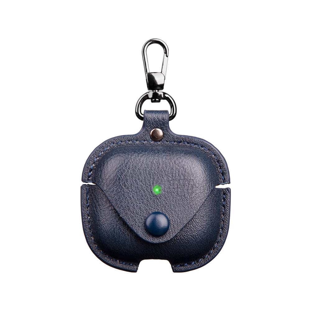 YQGFashbf for Airpods 4 Case Leather with Keychain, Stylish Retro Leather Wireless Charging Protective Headphone Case Cover for Apple Airpods 4th Generation 2024 Front LED Visible (Blue)
