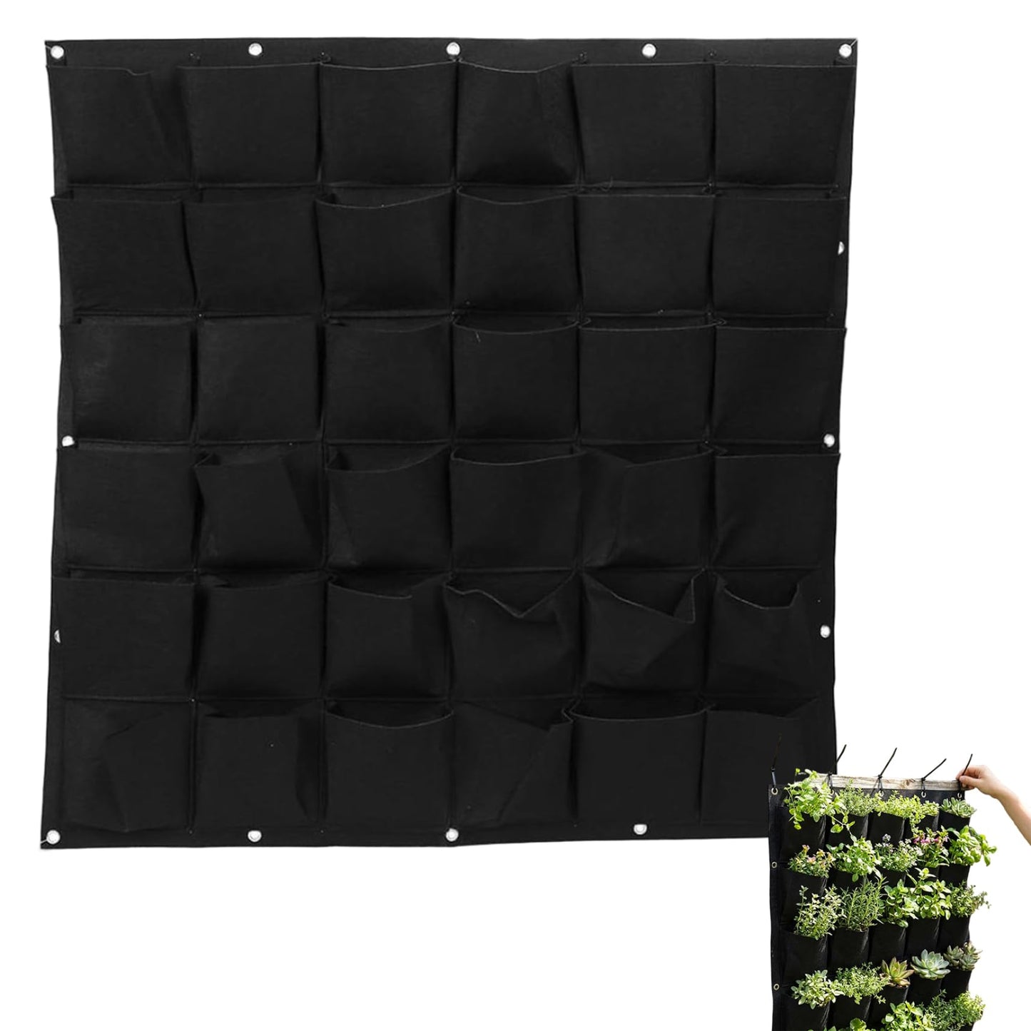 Bemonew Vertical Planter Vertical Garden Planter with 36 Pockets, Living Wall for Indoor Outdoor Use, Thick Non-Woven Fabric Planting Bag (Black, 39.4"x39.4")