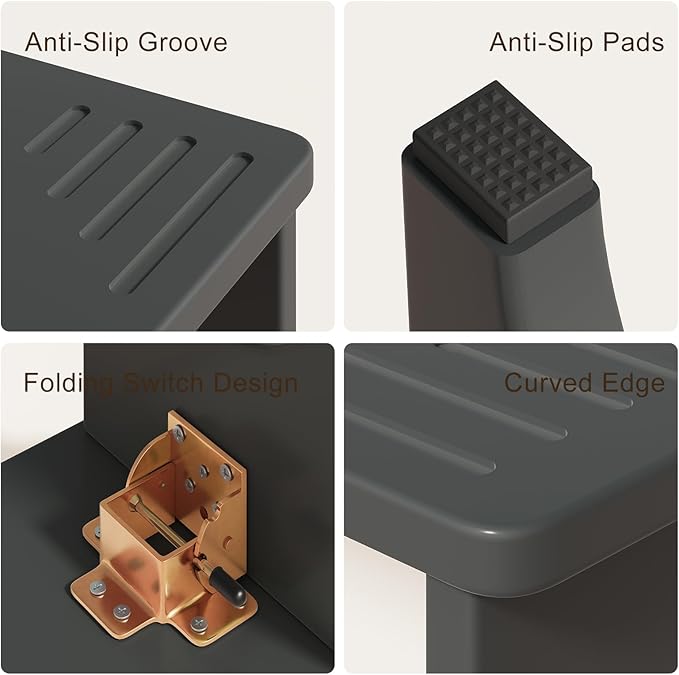 Osivaes 7 Inch Foldable Squatting Poop Stool, Bamboo Toilet Stool Squat for Adults, Collapsible Wooden Toilet Step for Bathroom, Non-Slip Potty Stool Portable for Travel Size, Black