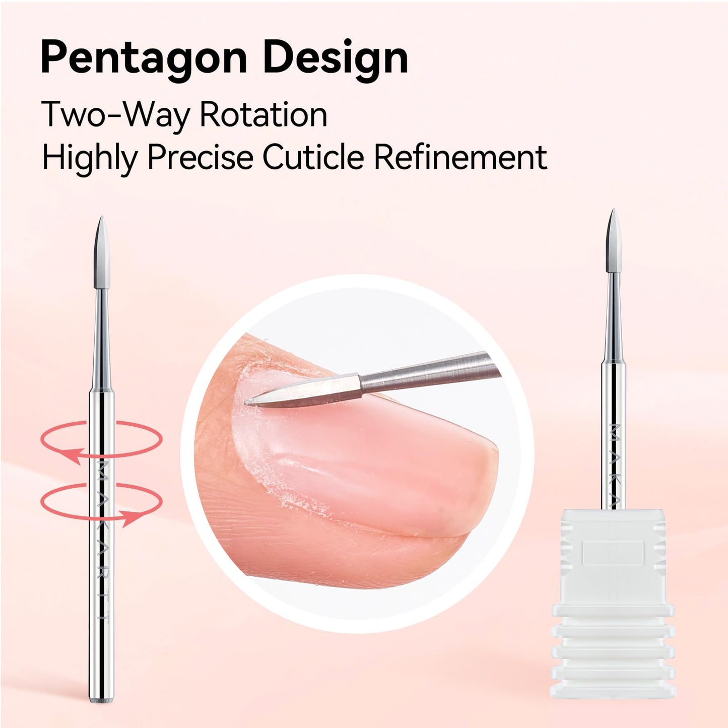 Makartt Flame Cuticle Nail Drill Bit - 3/32" Shank Tungsten Carbide Bit for Nail Drill Machine Professional Shape Bit for Cuticle Cleaning, Smooth Gel Nails,Sidewall, Dead Skin & Nail Prep Silver