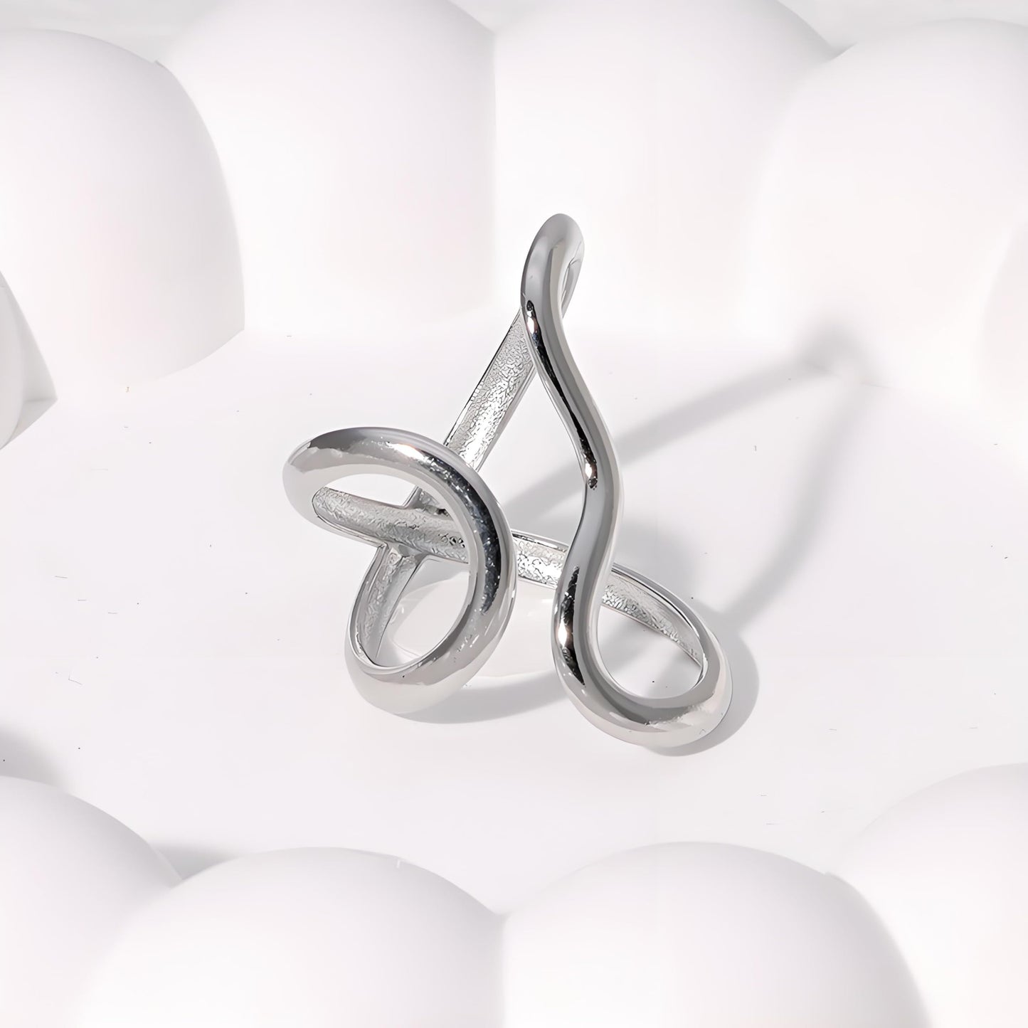 AIETUE Chunky Rings For Women, Gold Silver Thumb Ring Asymmetrical Wavy Curve Ring Adjustable Non Tarnish Dainty Stainless Steel New Year Anniversary Birthday Jewelry Gift (Wavy Silver 2Pcs)