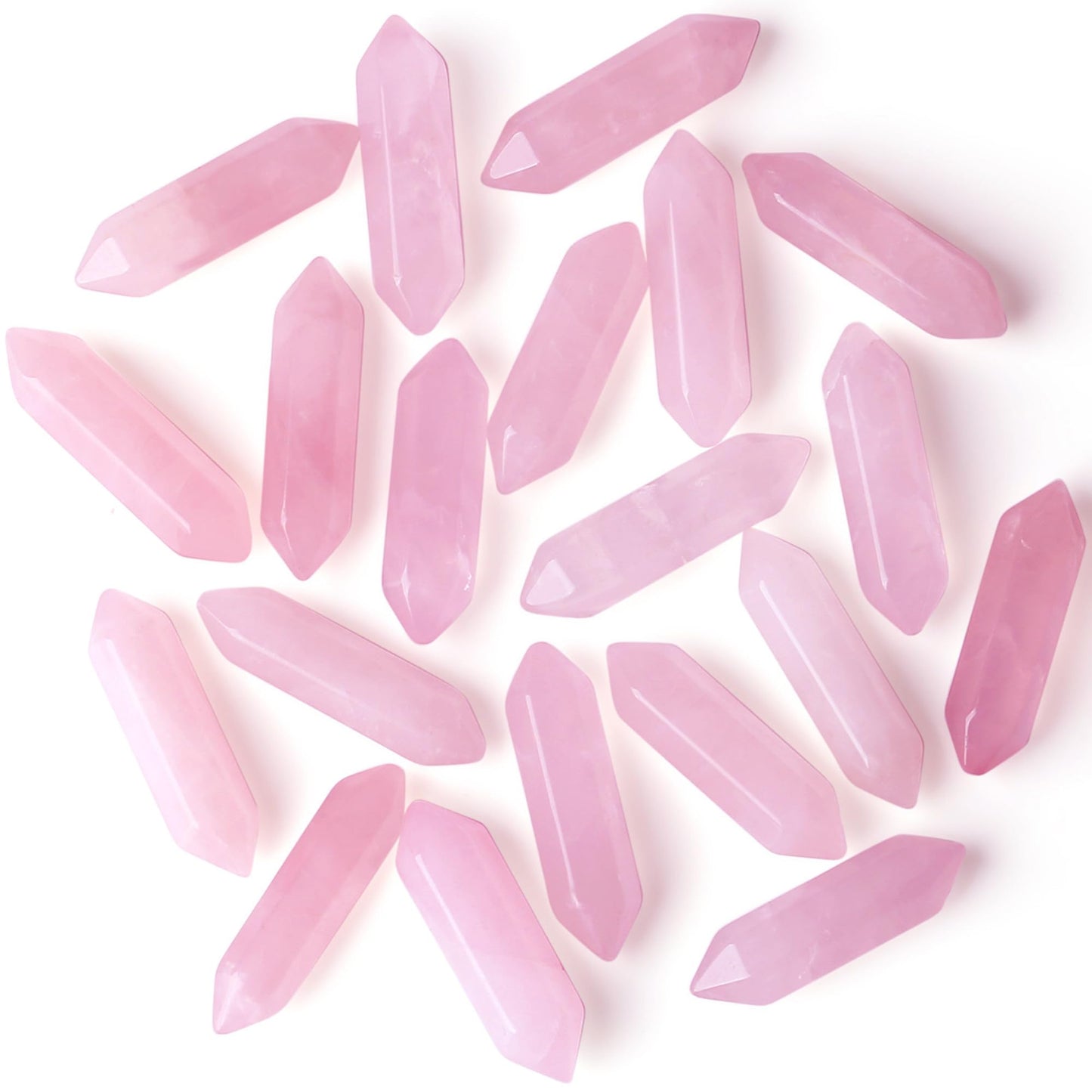 ZHIYUXI Rose Quartz Gem Stones Rose Quartz Crystals Pink Crystal Points Bulk Crystals Rock Gemstone Crystals Bulk Smooth Rocks Tumbled Polished Stones Wholesale Reiki Meditation Gifts 10 Pcs