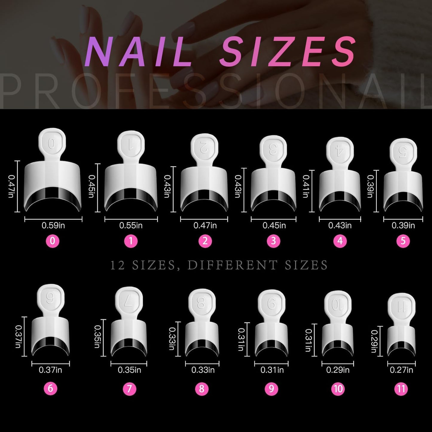 AORAEM White French Nail Tips 120 PCS Short French Style Acrylic Nail Tip 12 Sizes False Nails Clear and White Press on Nails for Women