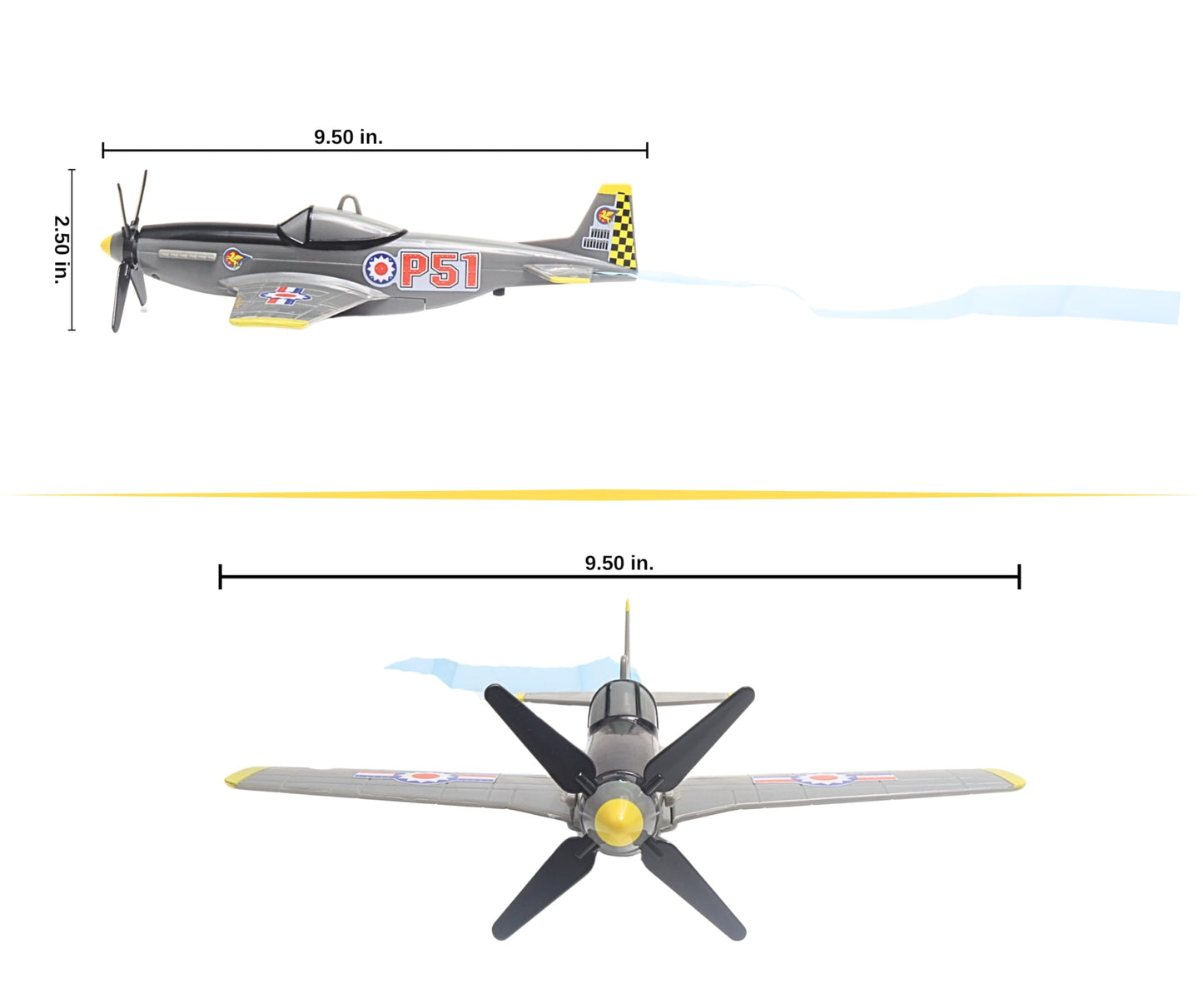 Daron Sky Fighter Flying Toy on a String , Grey