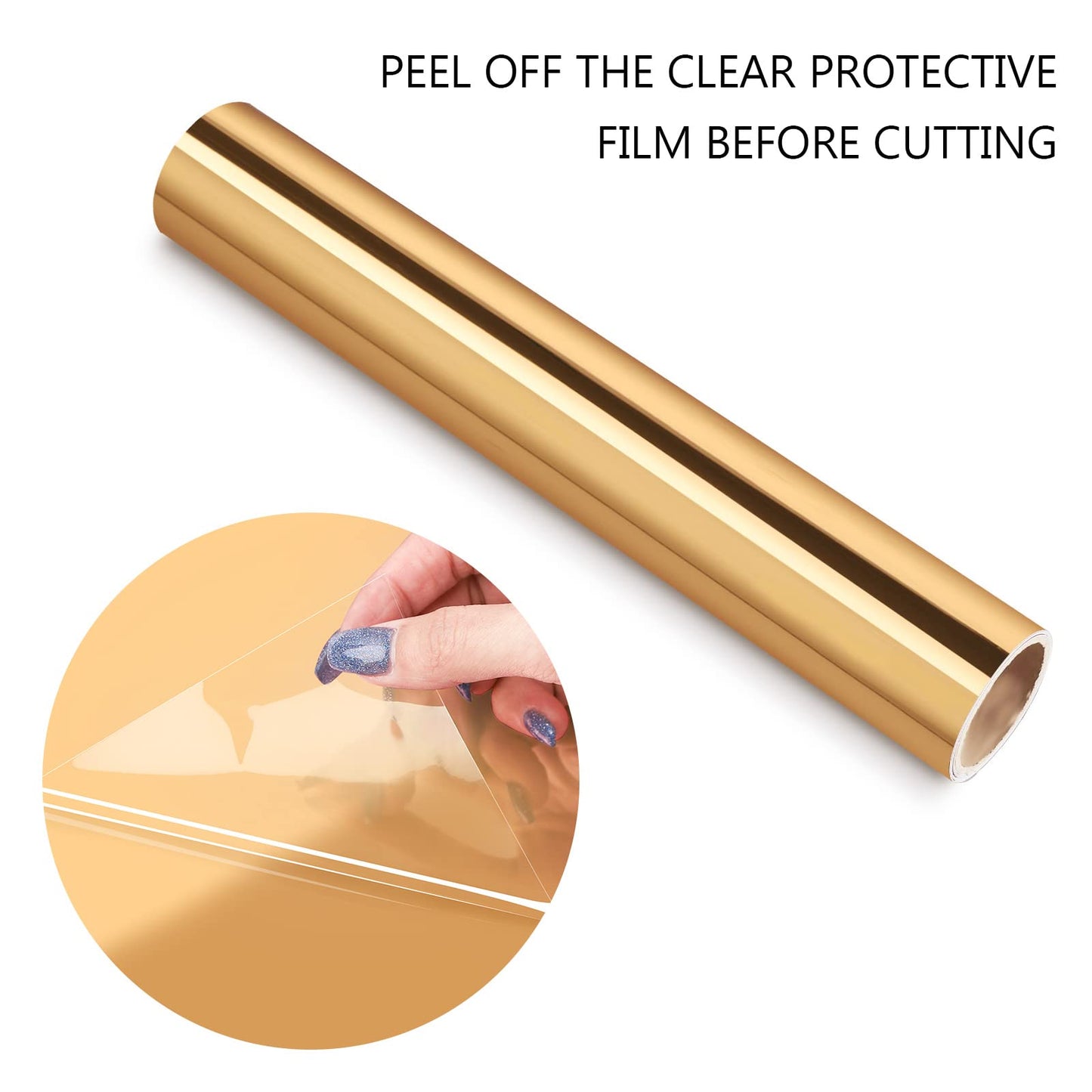 TECKWRAP Light Gold Chrome Vinyl Permanent Chrome Gold Adhesive Vinyl Roll Bubble Free Permanent Vinyl 1ftx5ft