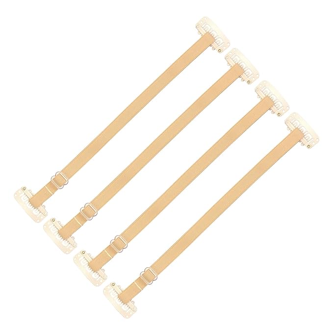 4 Pcs Facelift Bands with Clips Invisible Face Stretching Lifting Strap Adjustable Elastic Band Face Slimming Band (24cm Blonde Single Bands)