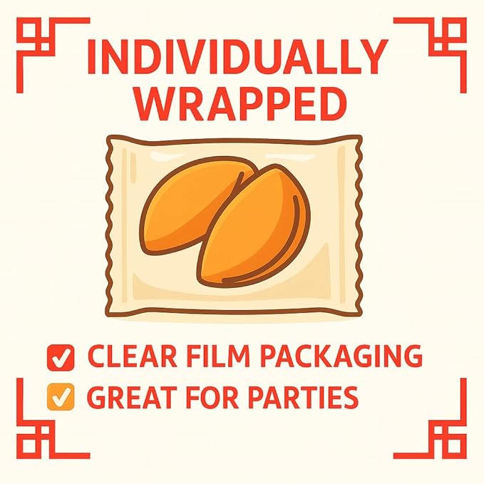 Sky | Fortune Cookies 50Pk | Premium USA Baked, Bulk Fortune Cookies Individually Wrapped