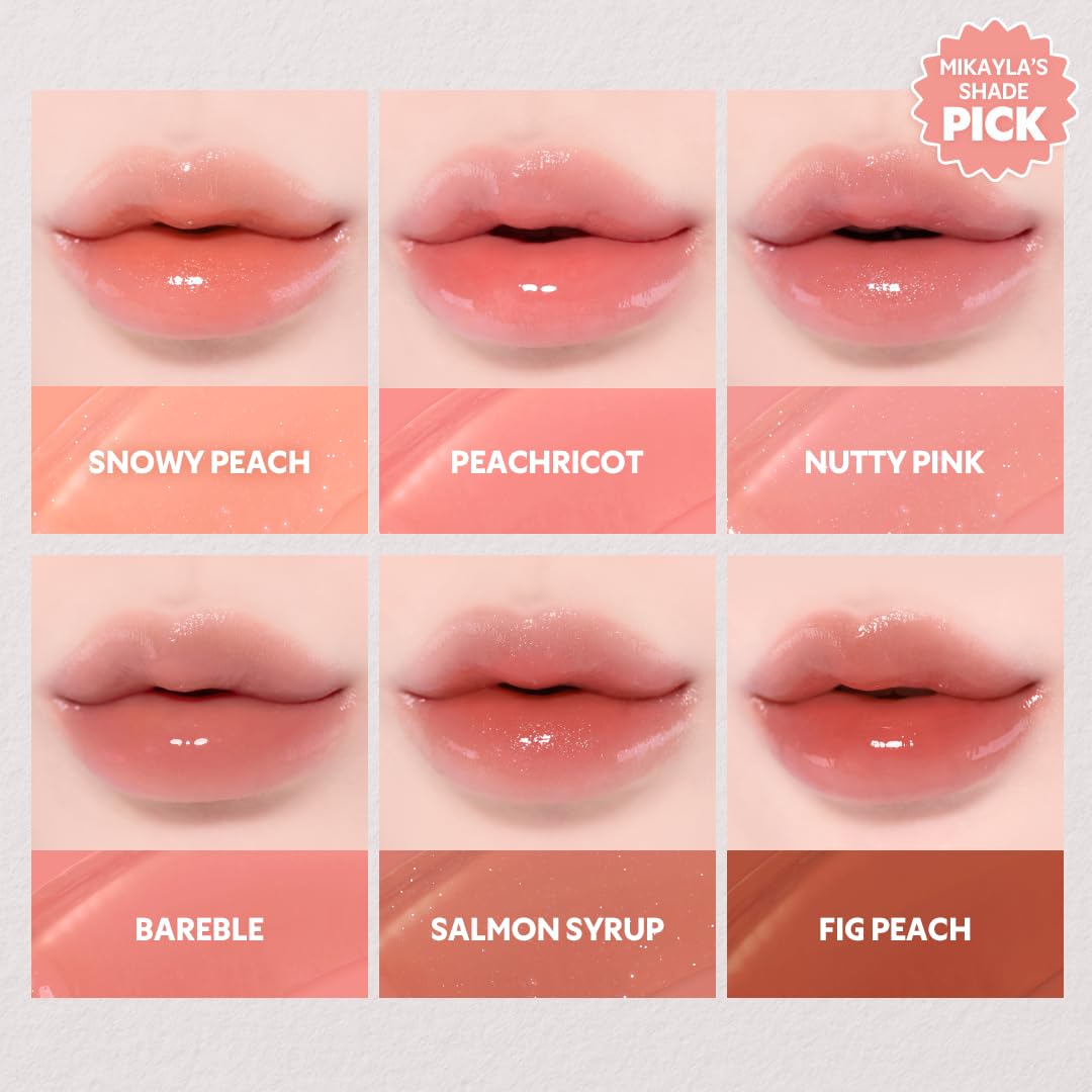 TIRTIR [*Mini Size Waterism Tinted Lip Gloss #22 Snowy Peach, 0.06 Fl Oz – Kiss Ready Lipgloss, 12H Long Lasting Non Sticky Natural Tinted Glow Korean Multiuse Cheek and Lip Tint for Women gift