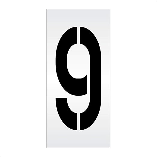 Pavement Stencils - 36 inch Single Number Stencil (Wide) - 9-36" x 16" x 1/8" (128 mil) - Pro-Grade