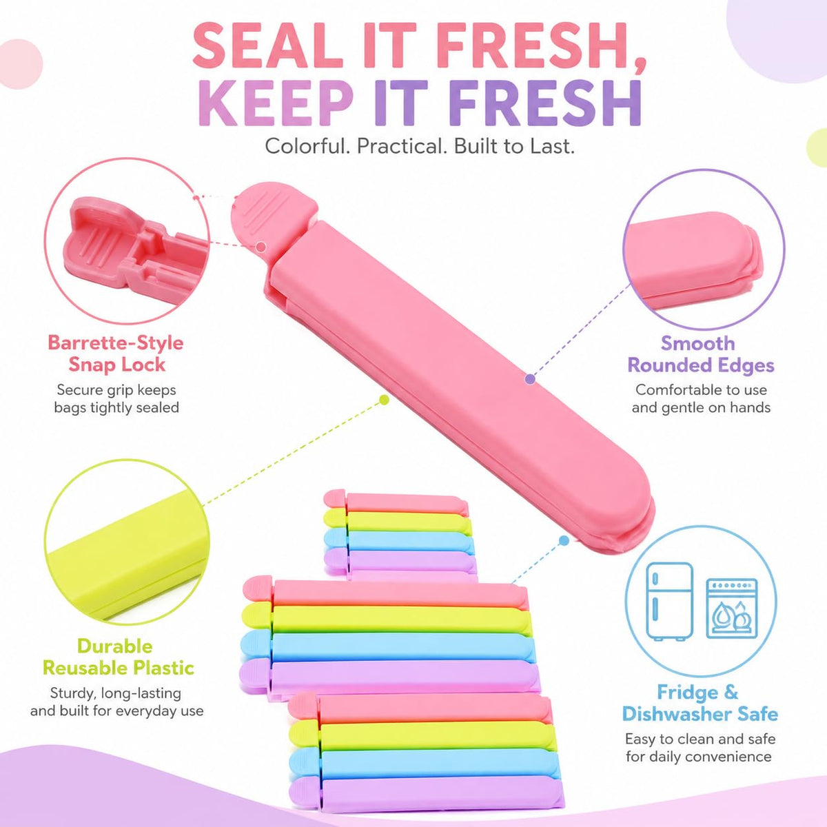Tmflove 12 PCS Sealing Clips for Food and Snack Bag (12 Count)
