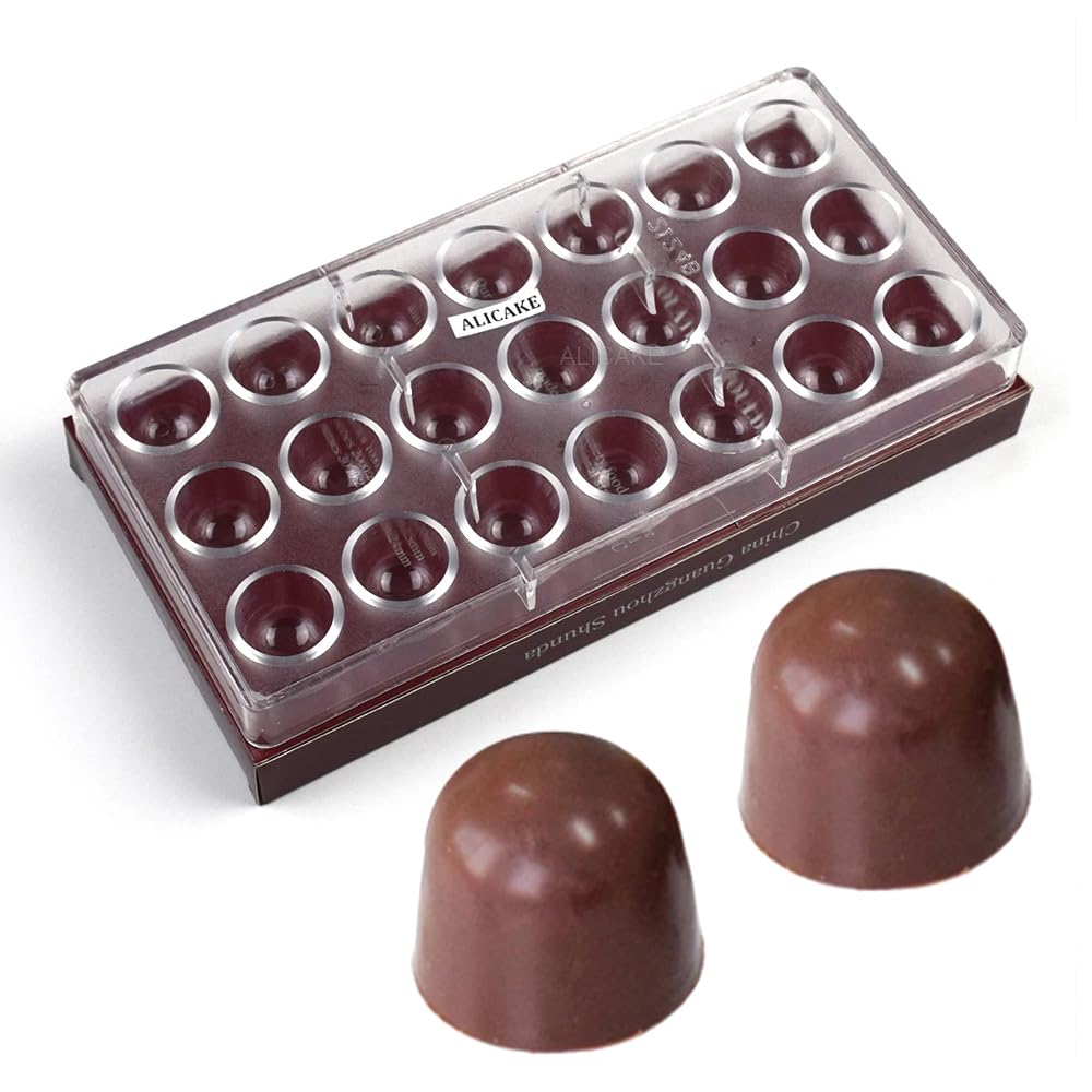 Polycarbonate Small Domed Bullet Shape Chocolate Mold, 21 Cavity (12g Each), Classic Candy Shape for Bonbons, Baking & Pastry Tool
