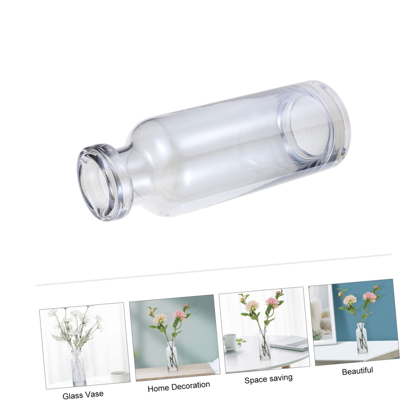 Ipetboom Glass Hydroponics Vase for Desktop Plant Propagation Transparent Small Mouthed Terrarium Planter Decorative Vase for Home and Event Display
