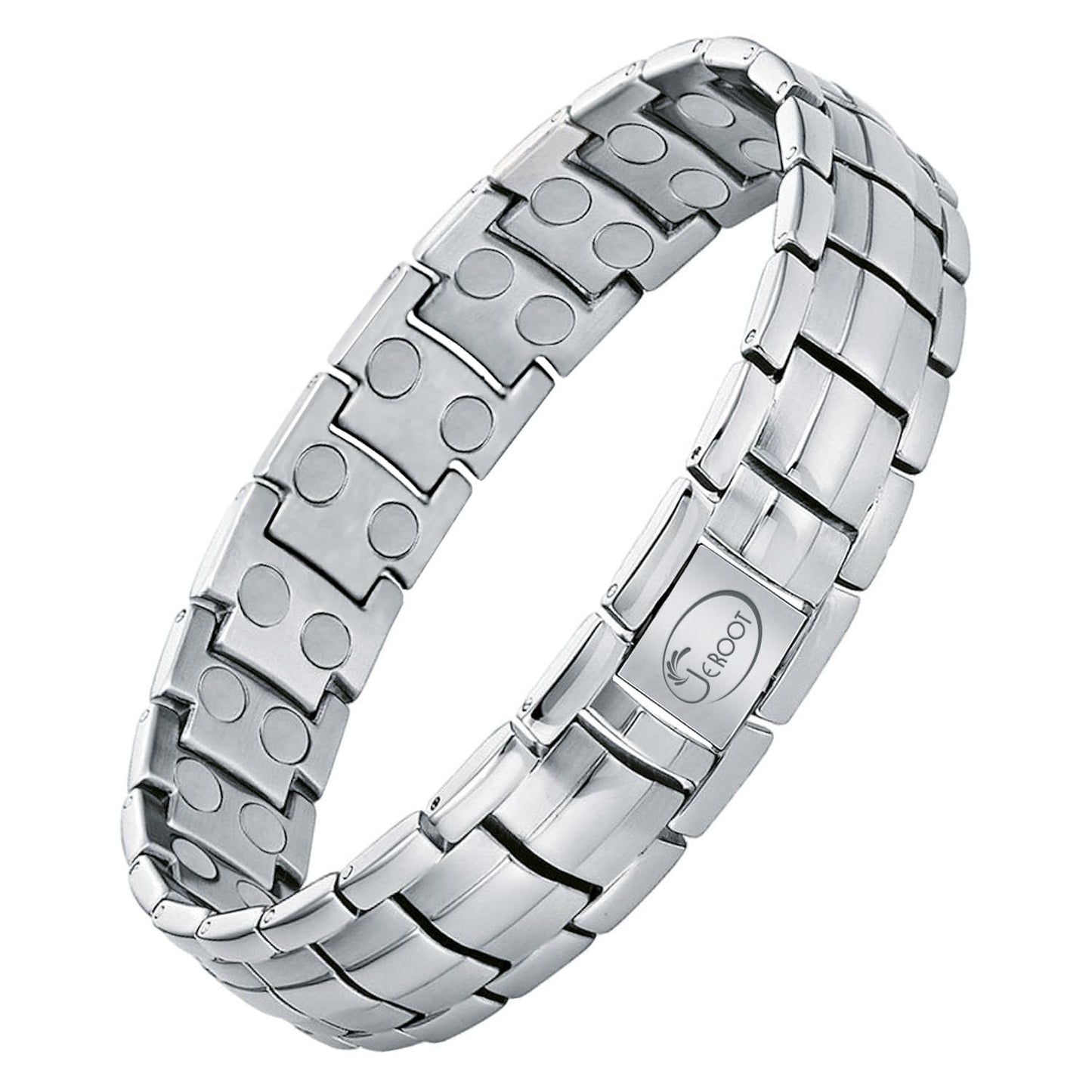 JEROOT Magnetic Bracelets for Men, Pure Titanium Bracelet (3500Gauss Per Magnet), Men's Bracelet Lymphatic Jewelry Gifts