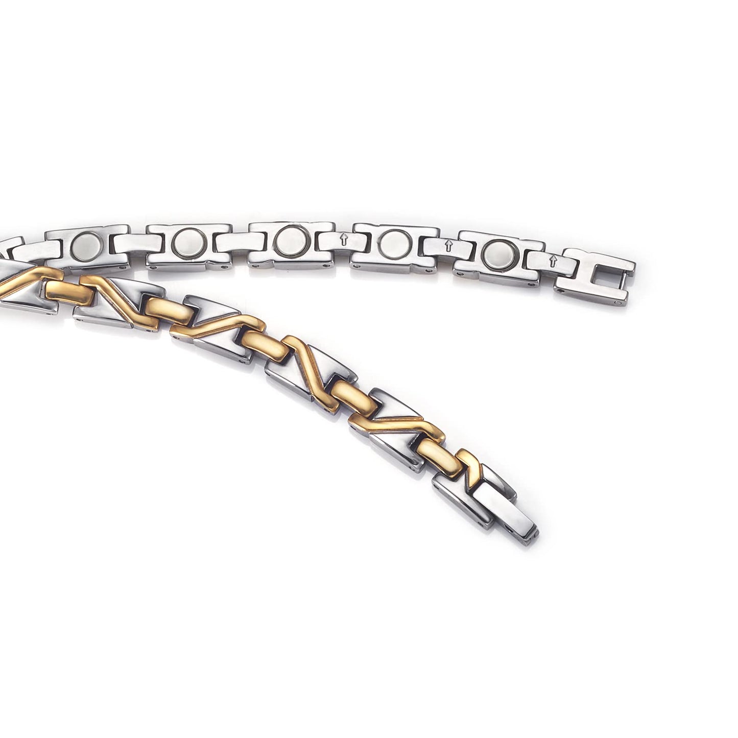 EnerMagiX Titanium Gold & Silver Gradient Magnetic Necklace for Men & Women, Fashion Jewelry