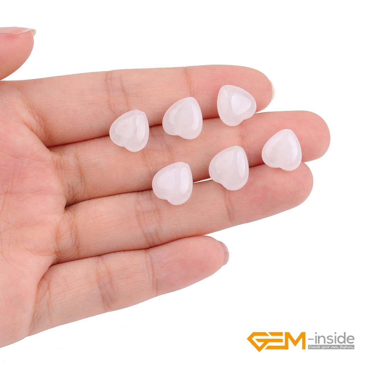 GEM-Inside 10mm Heart Charms Natural White Jade Gemstone Stone Beads for Jewelry Making Full 15" Strand Power Energy Healing Chakra Stone Beads