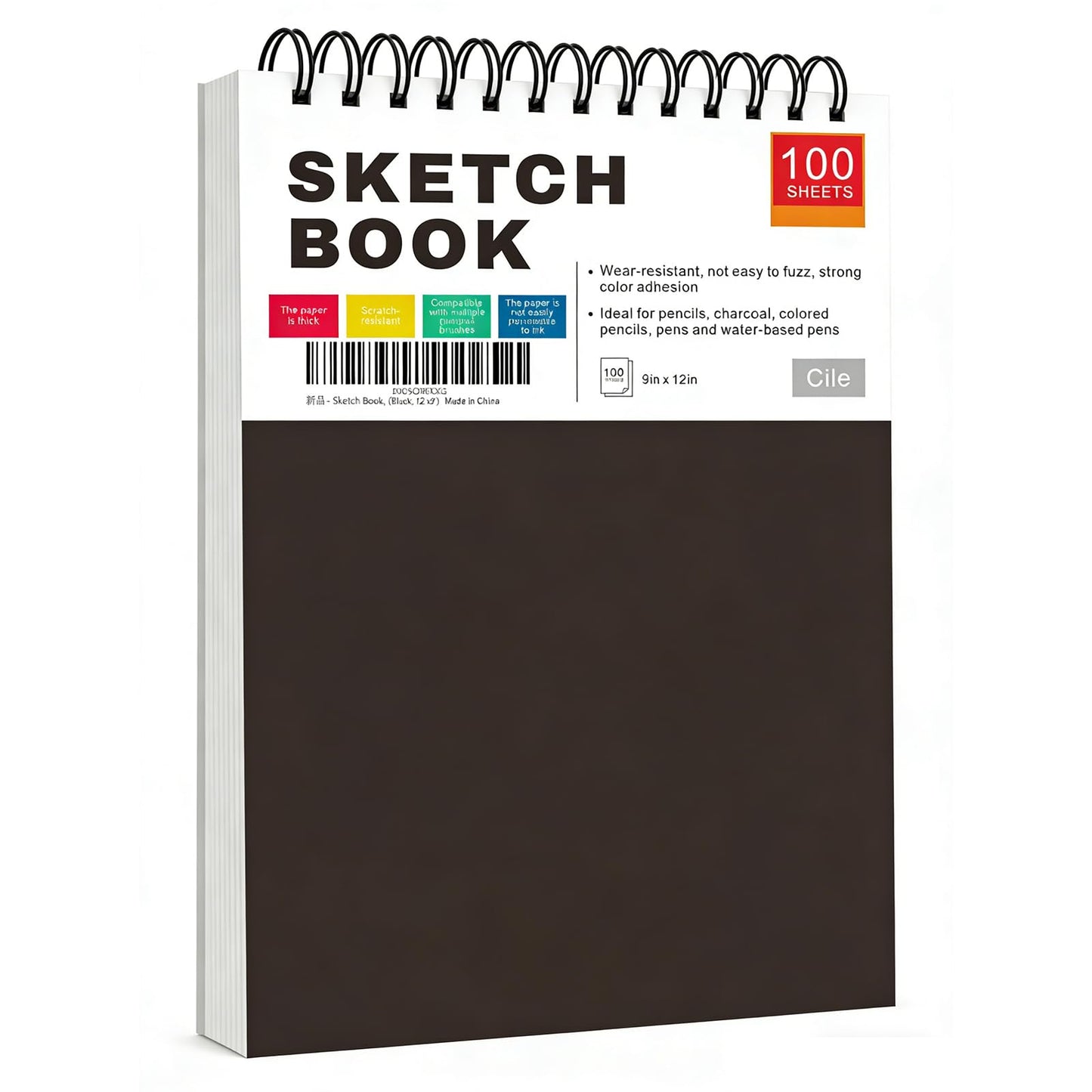 Cile Mixed Media Sketchbook–12x9 Inch,100 Sheets,100gsm Acid-Free Paper,Perfect for Drawing and Sketching with Tracing and Pastel Papers