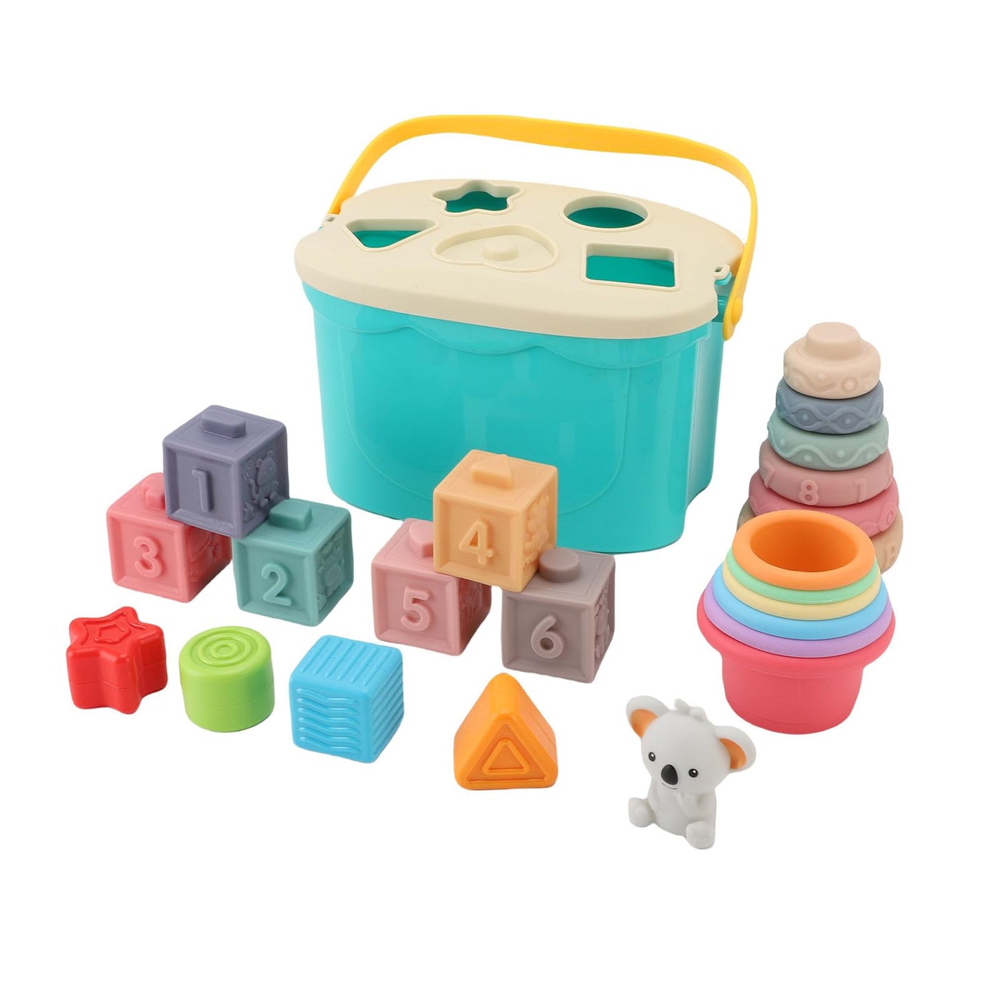 Soft Rubber Stacking Building Blocks for Babies Grip Training Educational Toys for Bath Play, Soft Infant Blocks for Children