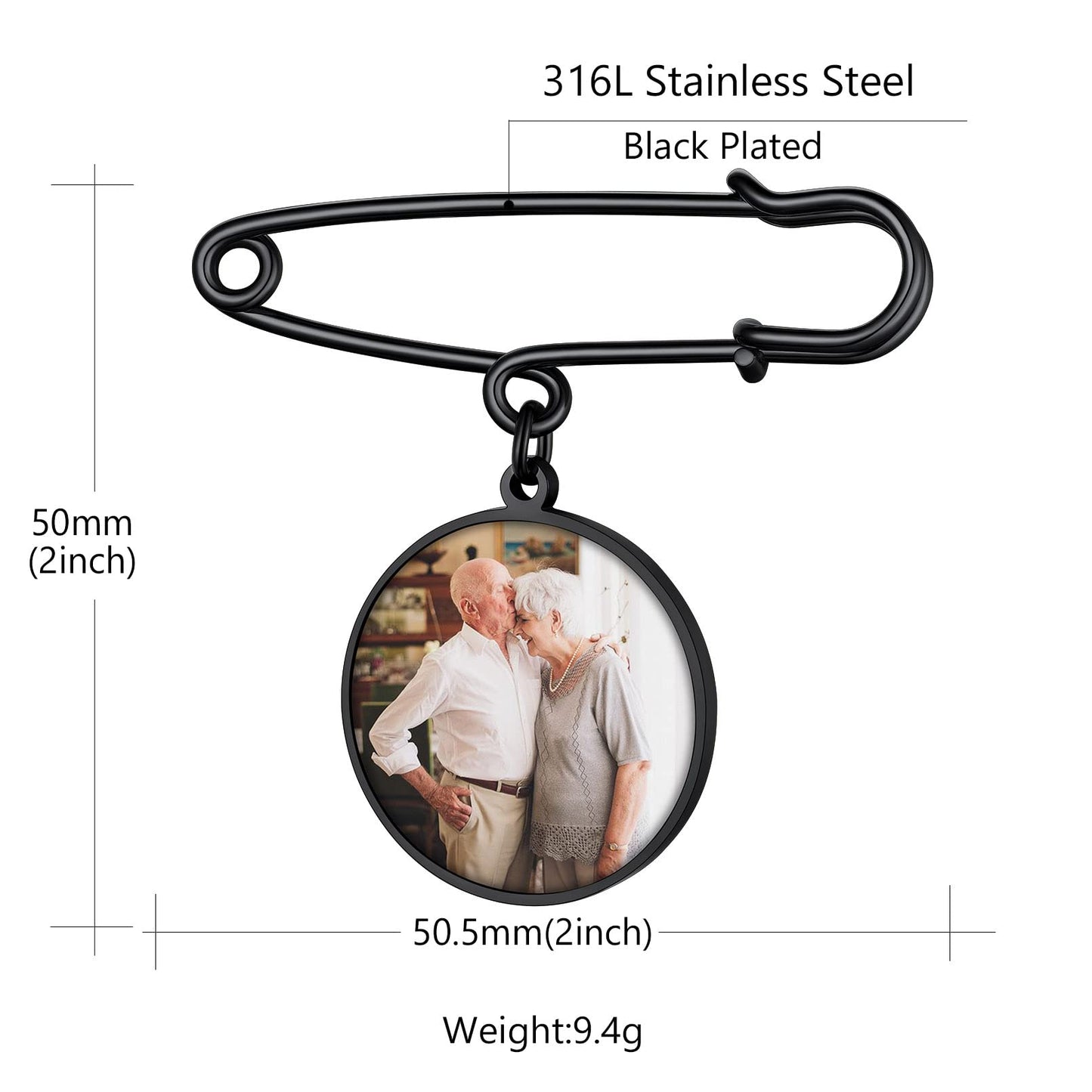 Custom4U Custom Bouquet Charms for Wedding Memory Round Brooch Pins Photo Charm for Women Men