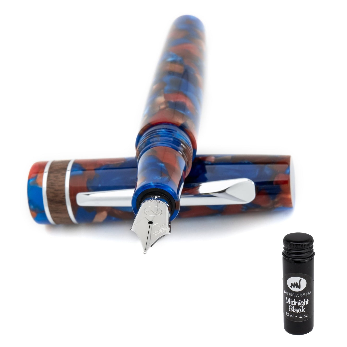 Monteverde USA Dragon Tree Fountain Pen – Blue/Brown Extra Fine Nib with Free 15ml Ink Bottle – Luxury Writing Gift Inspired by Nature for Collectors & Professionals