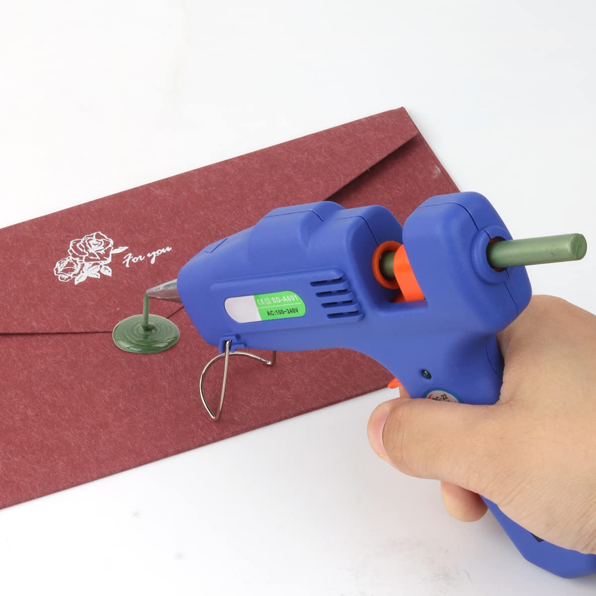 Sealing Wax Hot Melting Glue Gun 20W, Wasole Sealing Wax Sticks Glue Gune for the Diameter 0.28 inch Sticks, Great for Wedding Invitations, Birthday Cards, Envelopes (Blue Glue Gun)