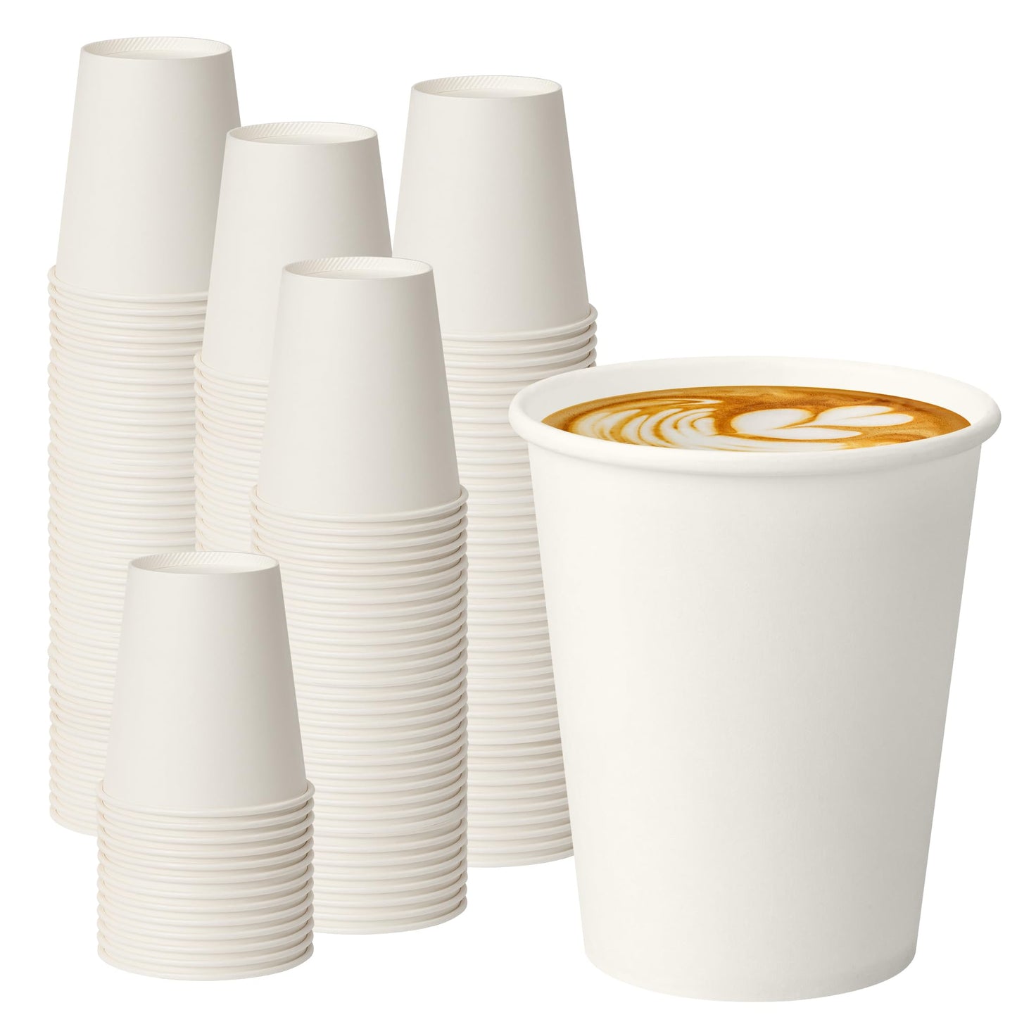 PACKINNO 8 oz White Paper Coffee Cups, Disposable Hot Cups for Coffee, Tea, Cocoa, Water, 400 Pack