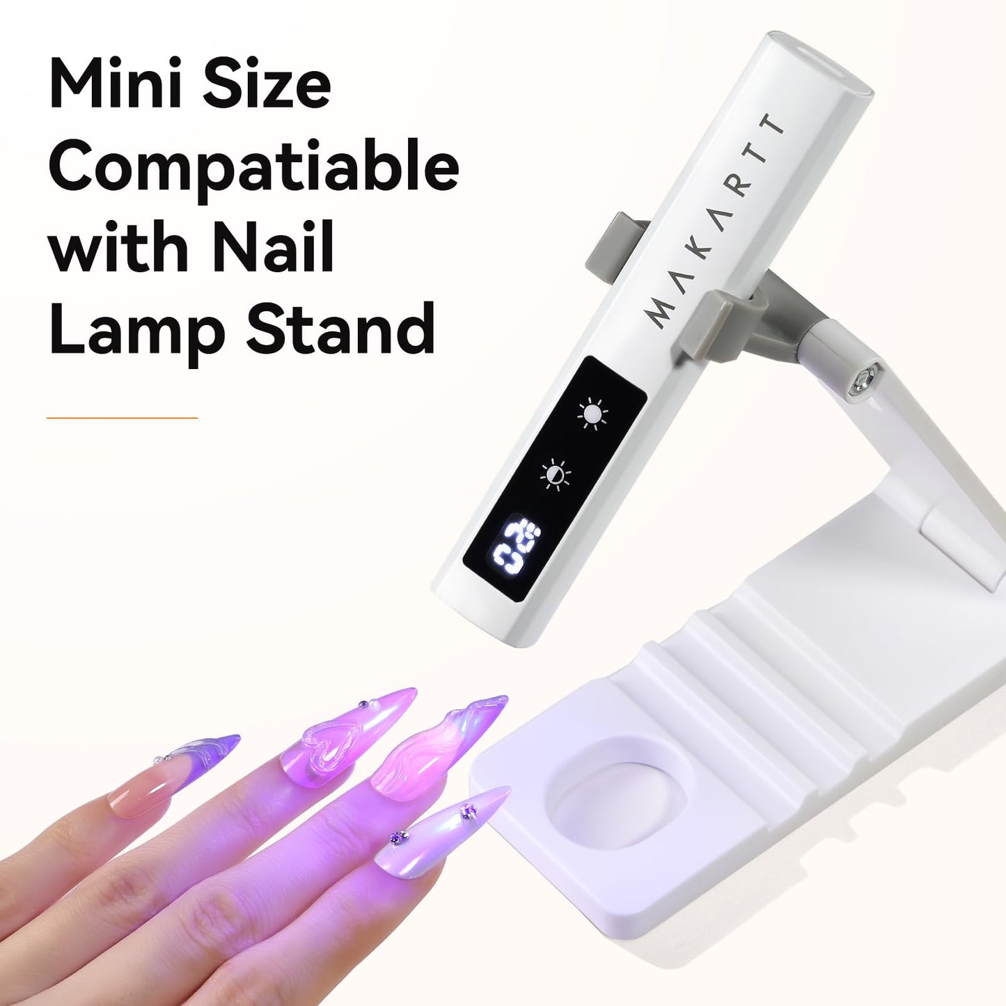 Makartt UV Nail Lamp, Handheld Flash Cure Lamp with Painless Mode Rechargeable Portable Nail Light 800mAh with LCD Display & 3 Timers for Home & Salon(White)