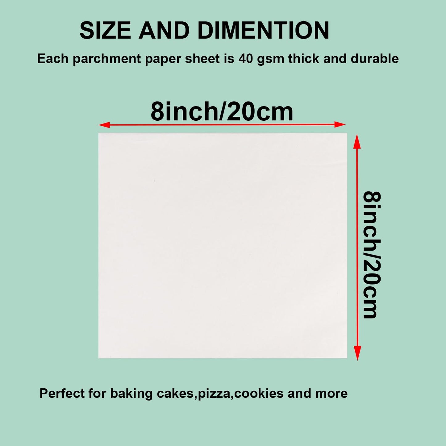 400Pcs 8x8 Inch Unbleached Parchment Paper Sheets, Heavy Duty Non Stick Precut Baking Paper, Greaseproof Half Sheet Liner for Cake Cookie Pastry Baking (8")