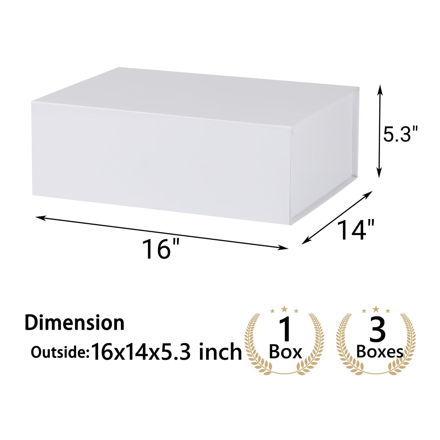 MUMUPACK White Large Gift Box 16x14x5.3 With Lid, Ribbon, DIY Printable Sticker Paper - Magnetic Bridesmaid Proposal Box for Birthday, Wedding, Graduation Presents