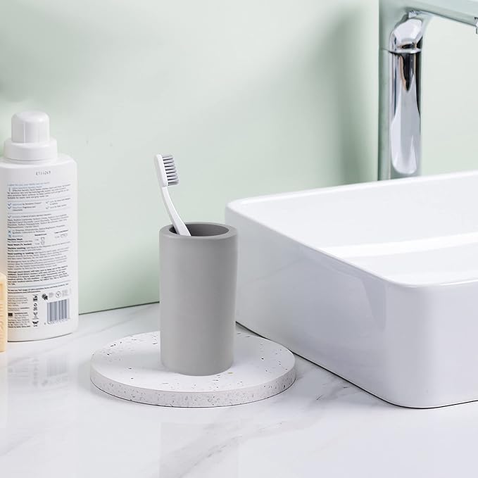 Diatomite Toothbrush Holder, BOJDOPIE Water Absorption Quick Drying Bathroom Countertop Organizer, Stand Cup for Toothpaste Makeup Brushes Razors