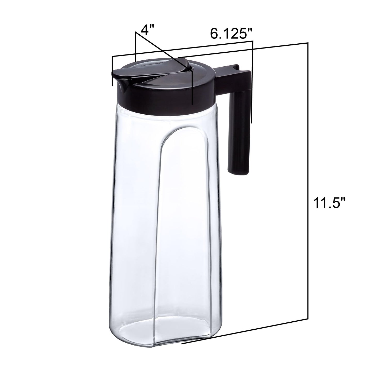 Amazing Abby - Slim - Tritan Pitcher (64 oz), Unbreakable Plastic Water Pitcher with Lid, BPA-Free, Heat-Resistant, Dishwasher-Safe, Great for Both Iced and Hot Drinks, Indoors and Outdoors, Black