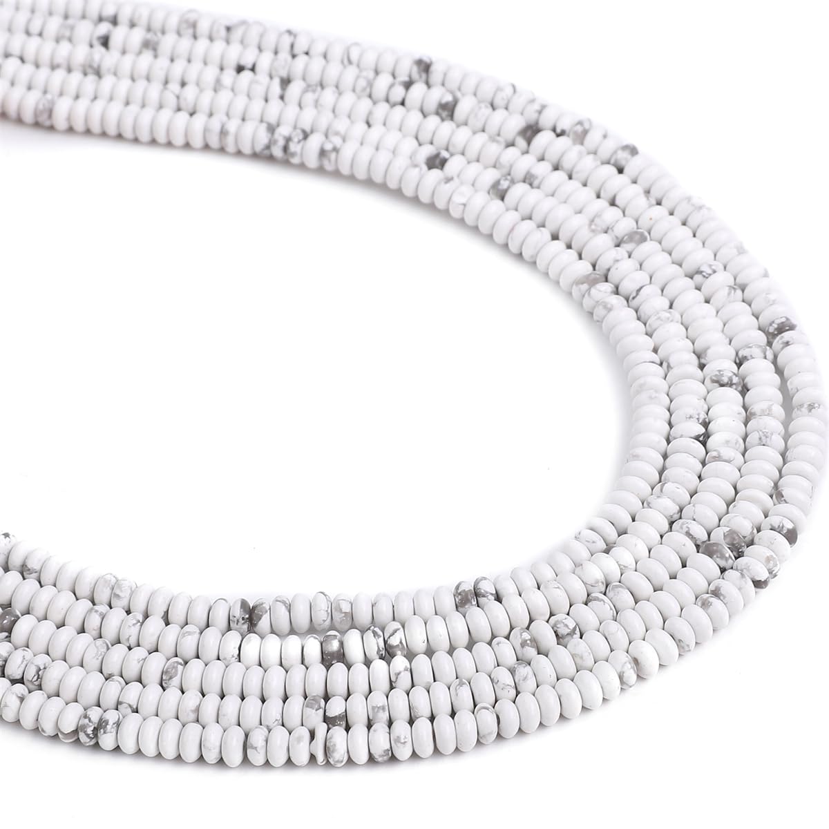 BEADIA Natural White Howlite Spacer Beads Caps Rondelle Disk Loose Beads for Beading Jewelry Making 4mmx2mm 38cm