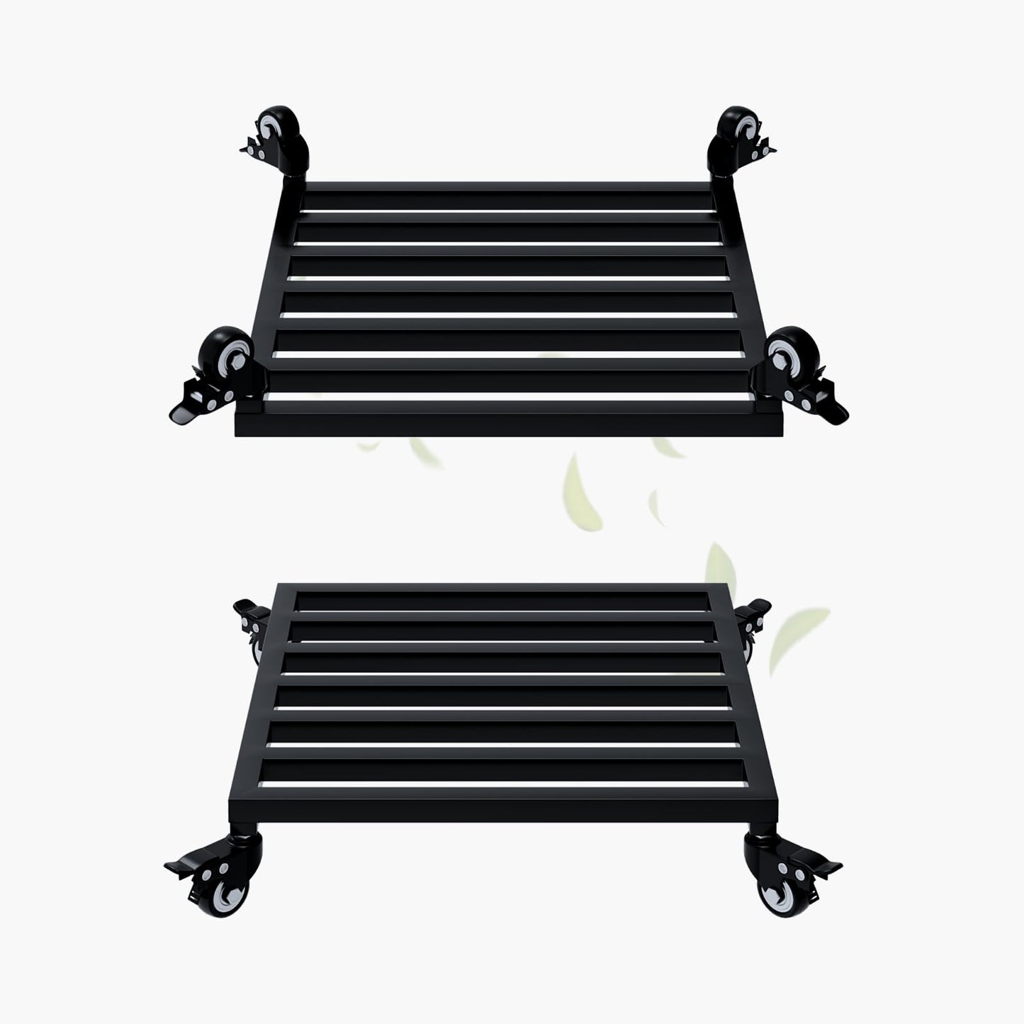 Zhongma 2 Pack 16" x16"x 3.5"H Square Plant Caddy with Wheels, Fully Assembled, Heavy Duty Construction, 300 Lbs Capacity, Load-Bearing Wheels with Brakes, No Installation Required
